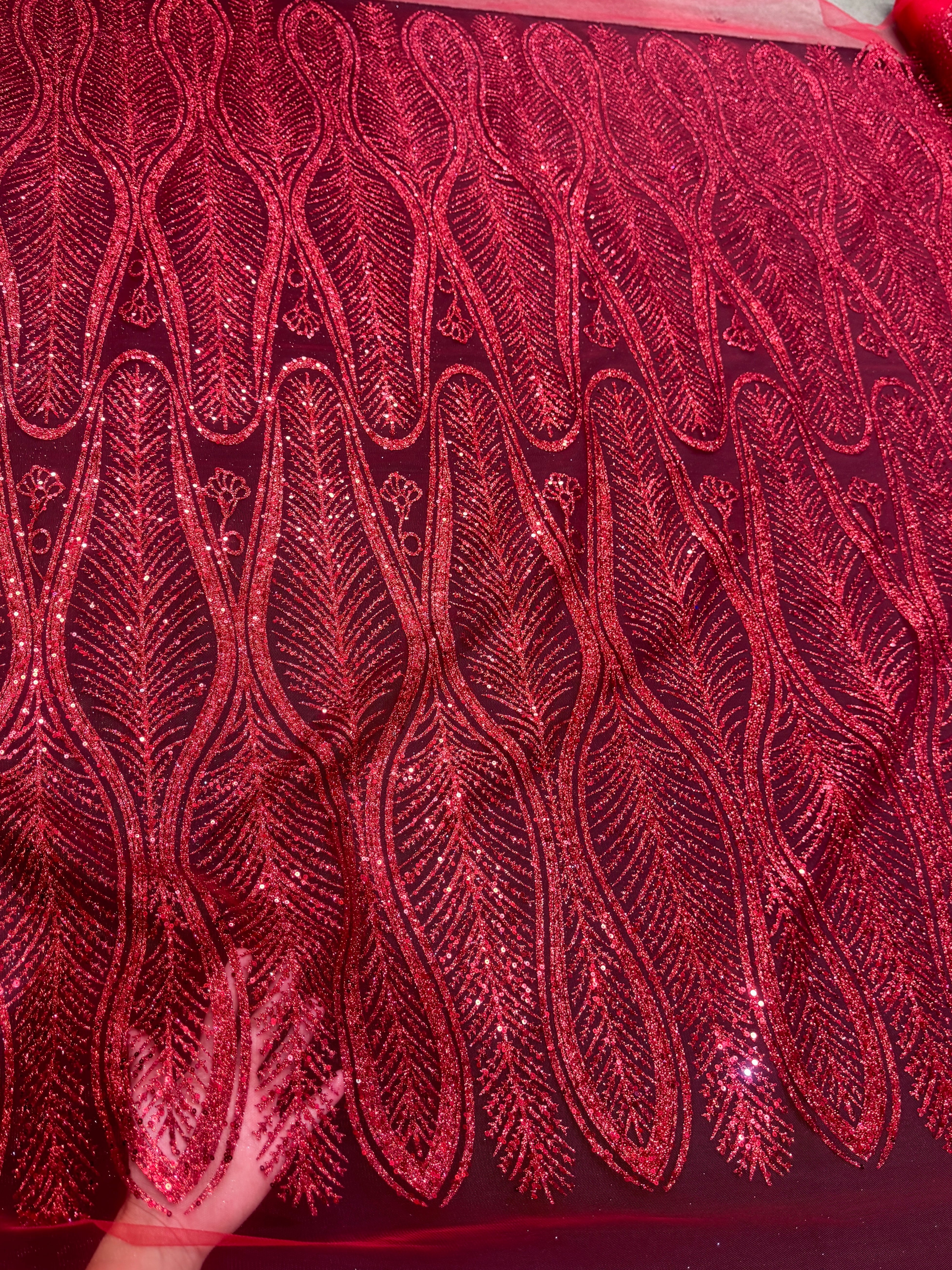 Red Glitter Sequin Geometric Lace, online textile store, sewing, fabric store, sewing store, cheap fabric store, kiki textiles