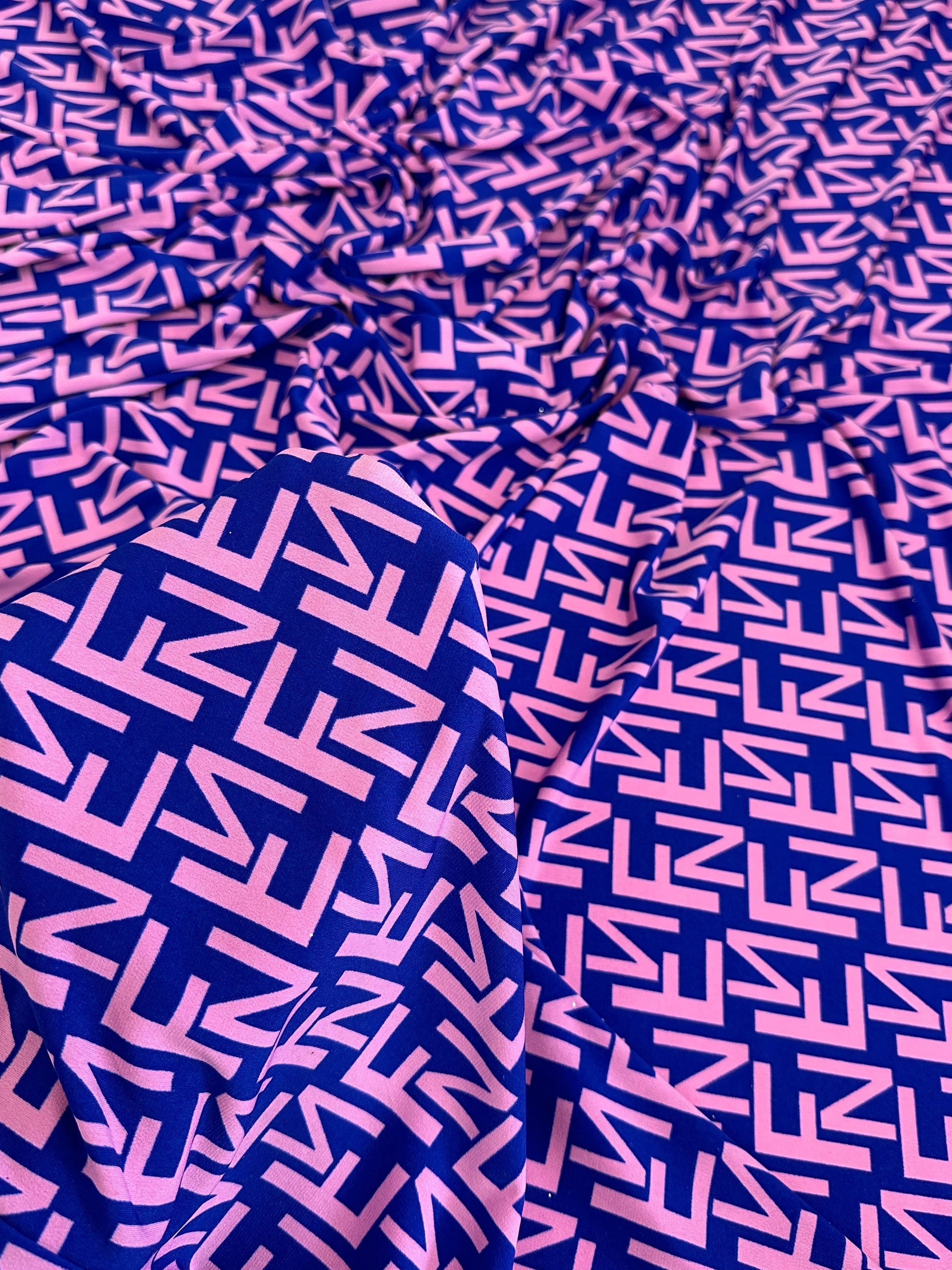 Purple Letter Print Jersey Knit, online textile store, sewing, fabric store, sewing store, cheap fabric store, kiki textiles