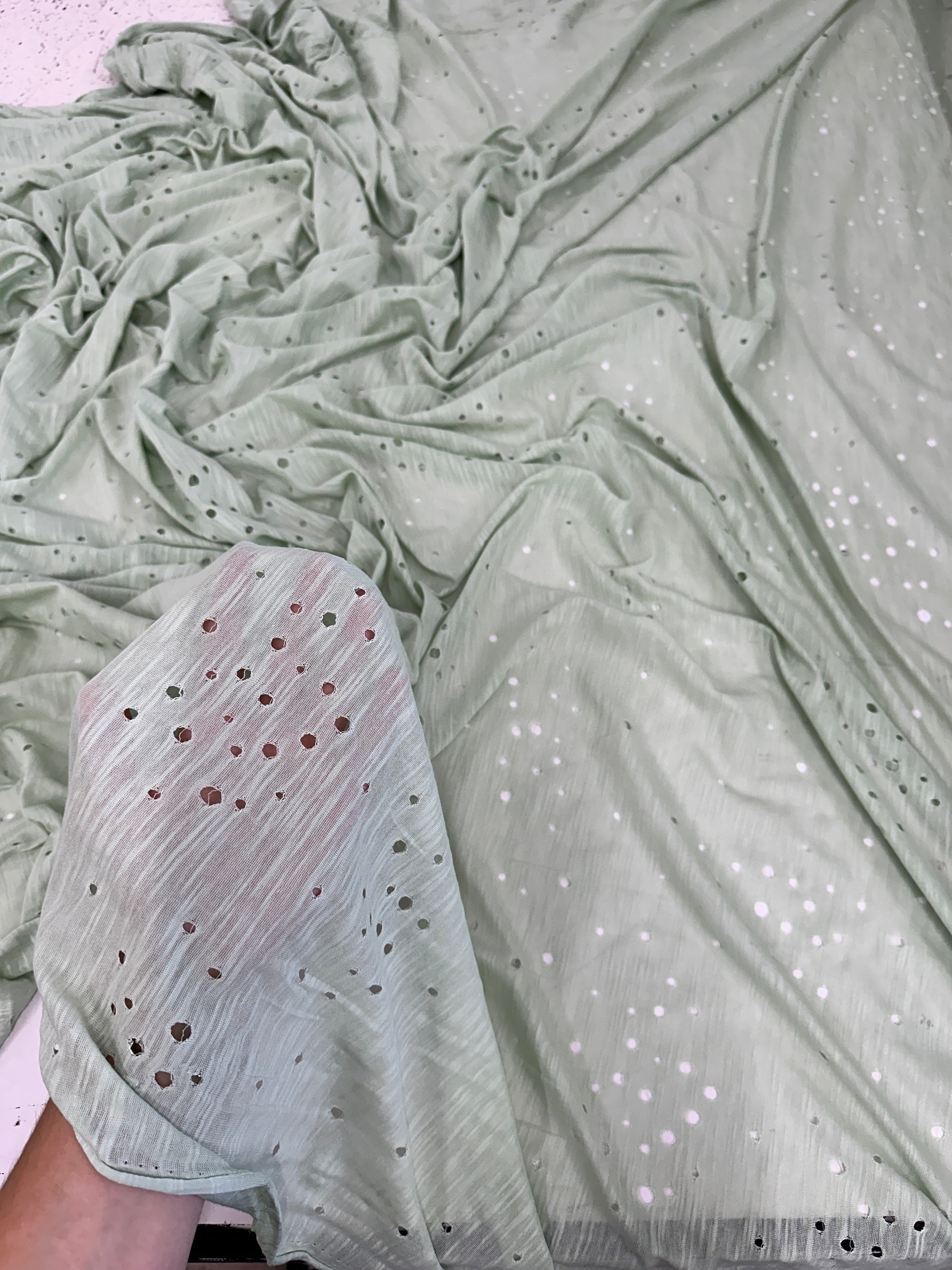 Sage Green Distressed Cotton Rayon Jersey, Sage Green Cotton, Organic cotton, Breathable fabric, Lightweight fabric,Fair trade cotton, Cotton yarn, Gauze fabric, Cotton fashion, Tie-dye fabric