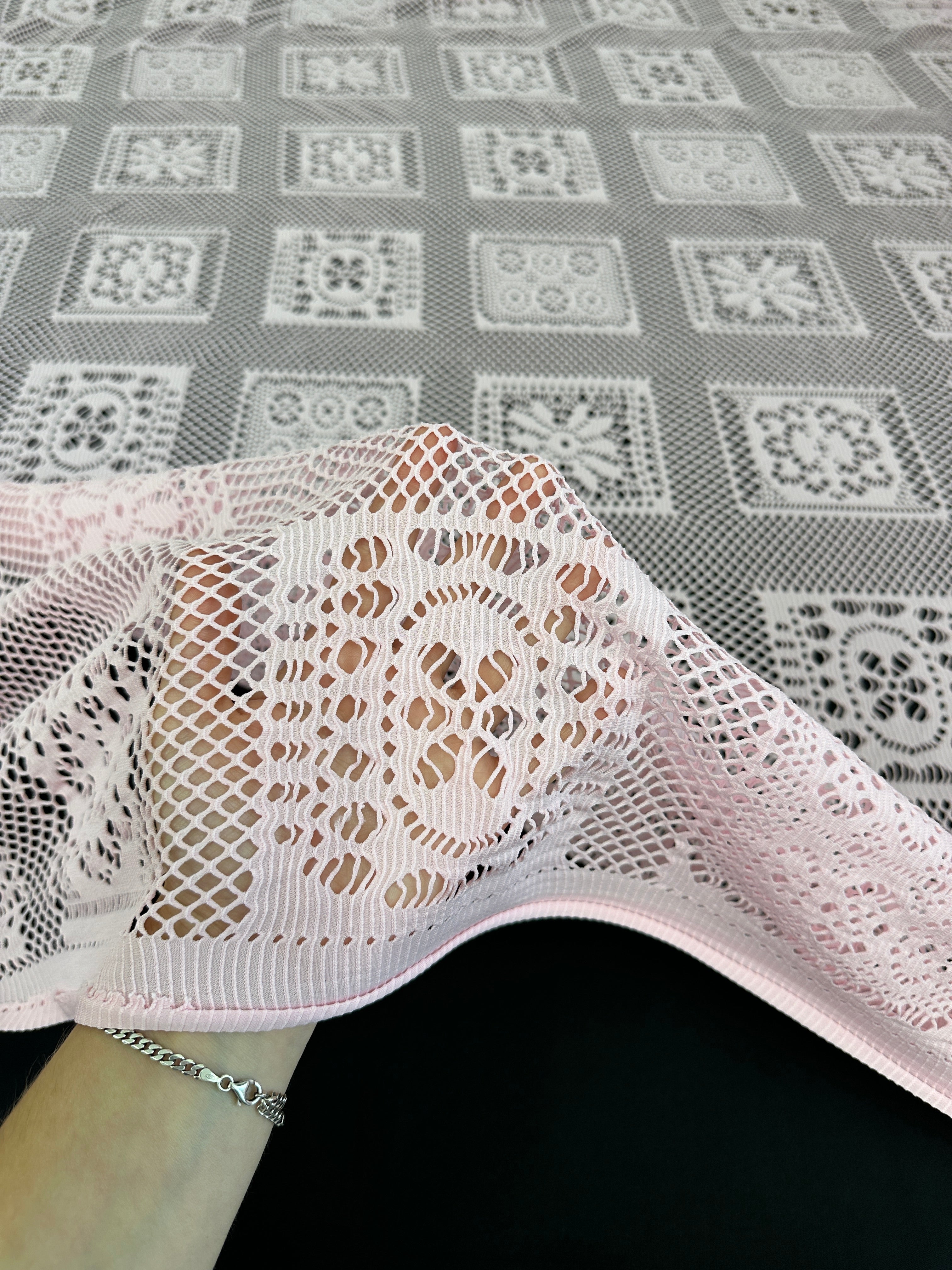 Baby Pink Geometric Crochet Hollow Out Knit, Baby Pink knit, Baby Pink 	Hollow knit, knit for woman, premium knit, knit in low price, knit on sale, knit on discount, knit for dresses