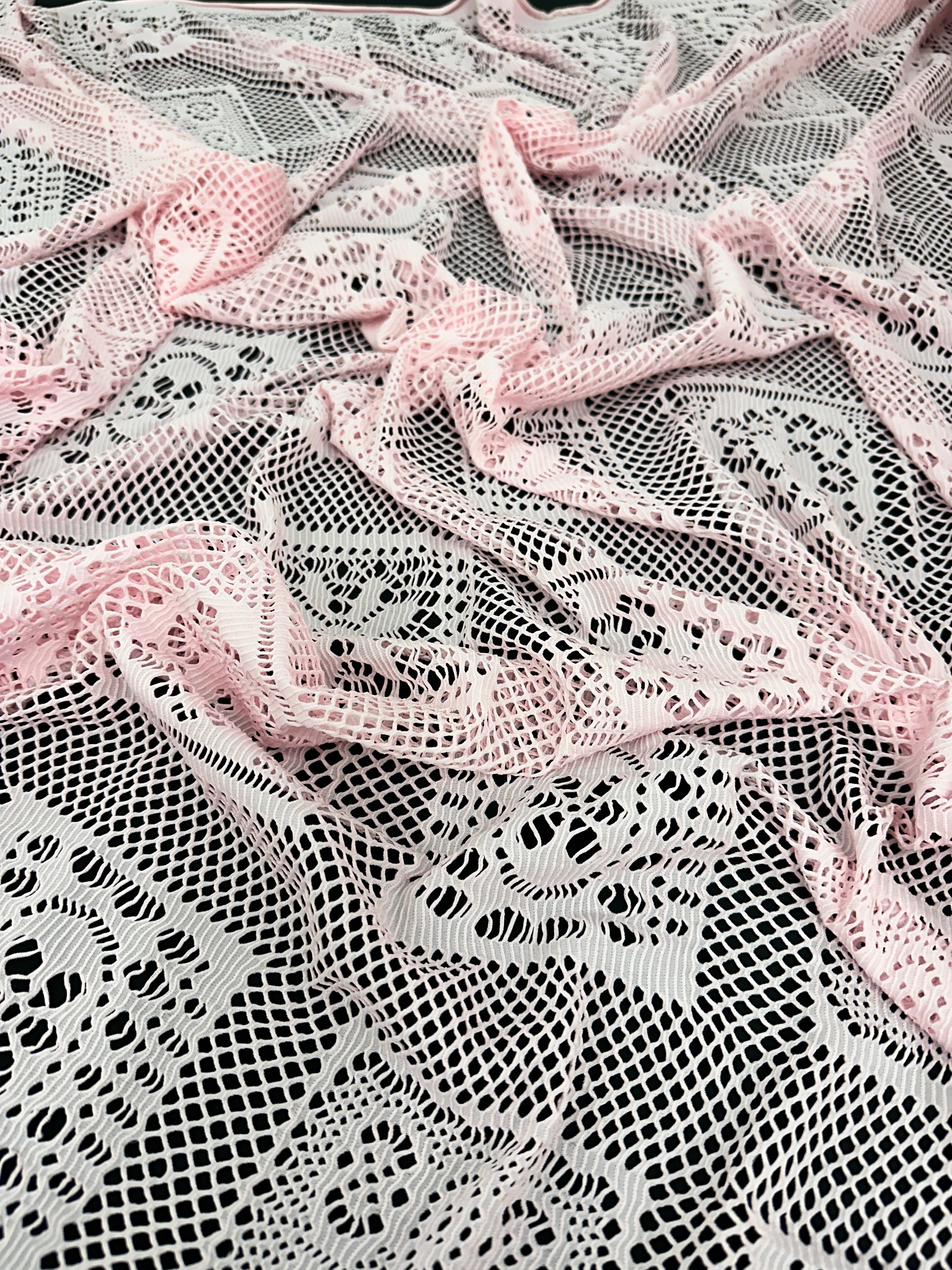 Baby Pink Geometric Crochet Hollow Out Knit, online textile store, sewing, fabric store, sewing store, cheap fabric store, kiki textiles