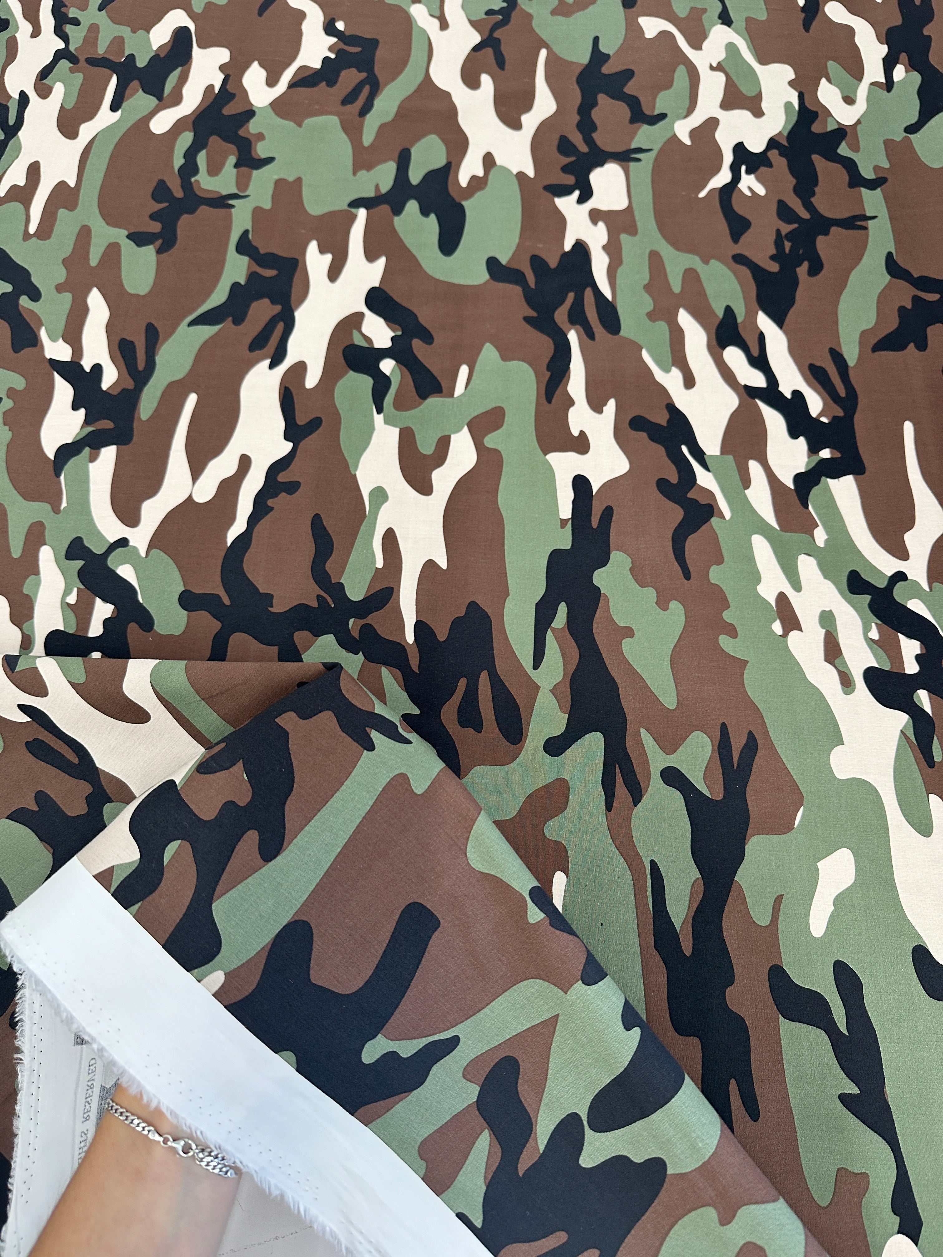 Army Print Prima Cotton, Army Cotton, Organic cotton, Breathable fabric, Lightweight fabric,Fair trade cotton, Cotton yarn, Gauze fabric, Cotton fashion, Tie-dye fabric