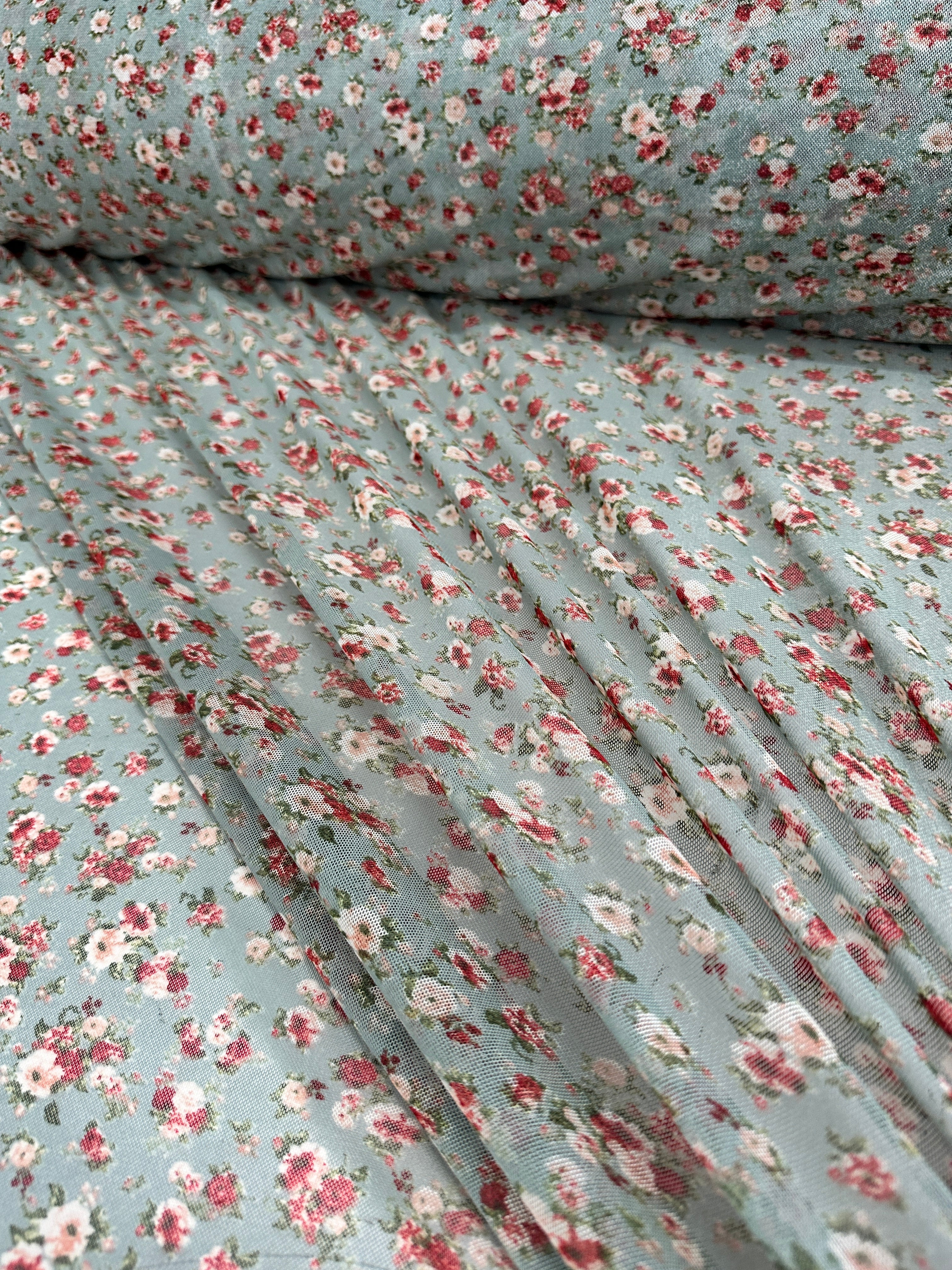 Sage Mini Flowers Print Power Mesh, Sage Power Mesh, nude lace mesh, lace mesh for woman, lace mesh for bride, lace mesh on sale, lace mesh on discount