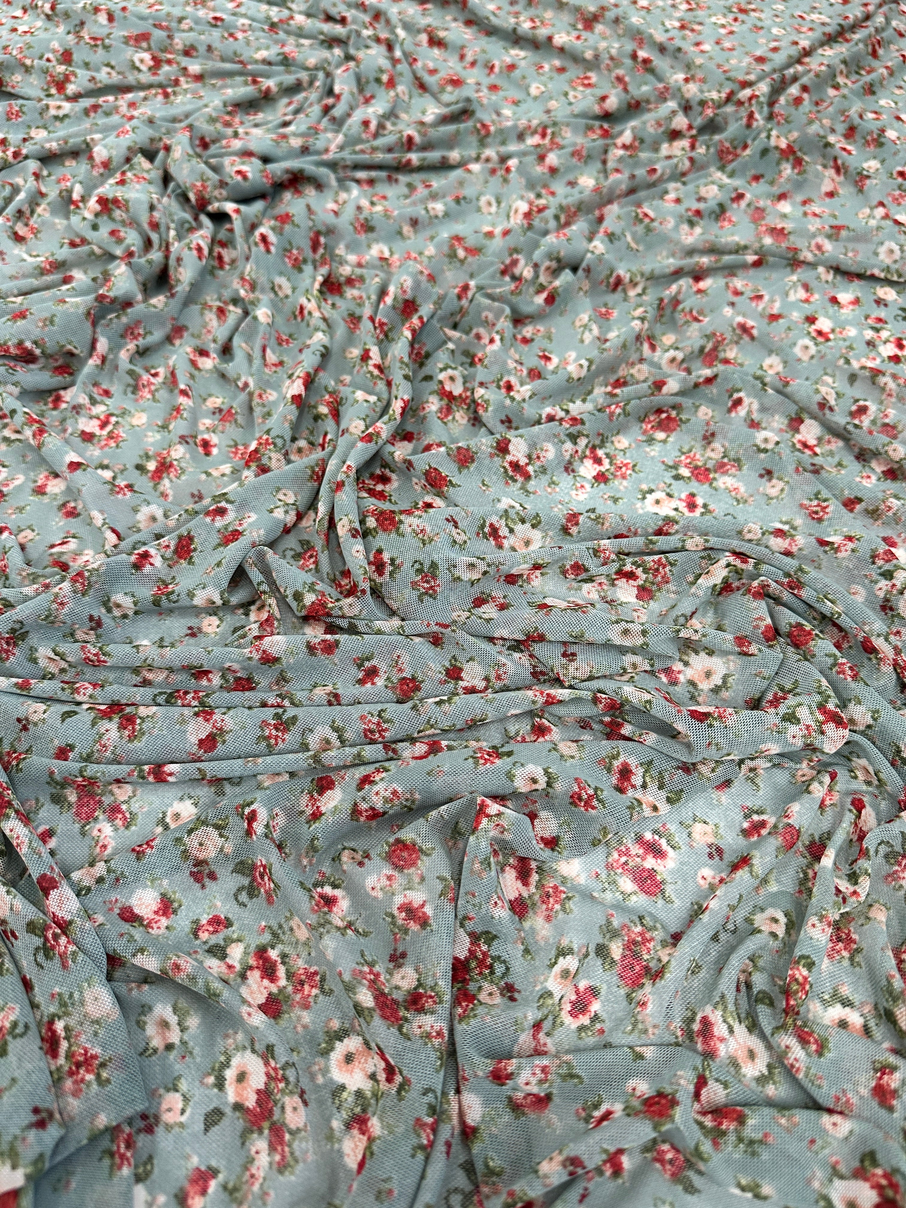 Sage Mini Flowers Print Power Mesh, Sage Power Mesh, nude lace mesh, lace mesh for woman, lace mesh for bride, lace mesh on sale, lace mesh on discount