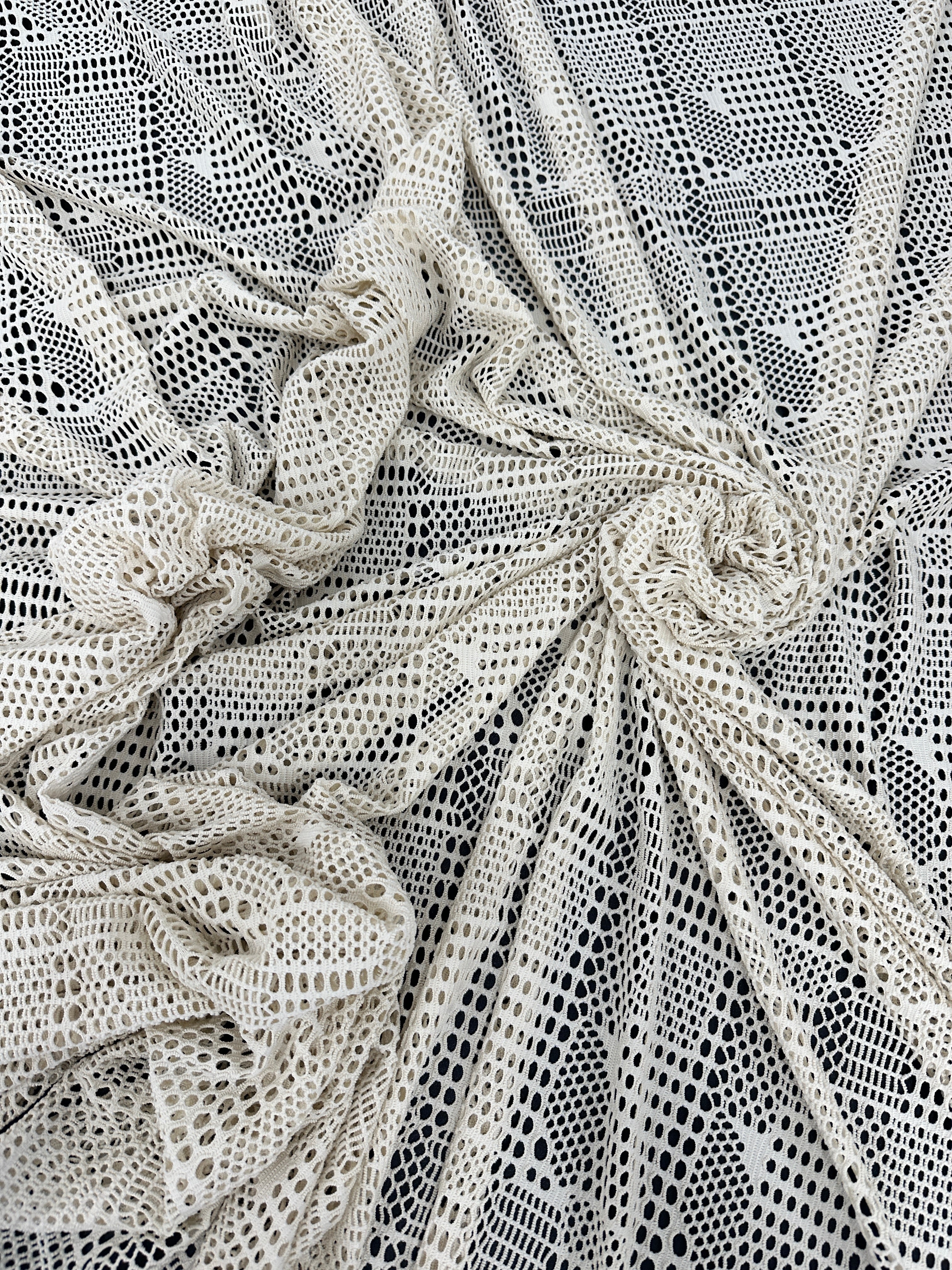 White Geometric Hollow Out Knit, online textile store, sewing, fabric store, sewing store, cheap fabric store, kiki textiles