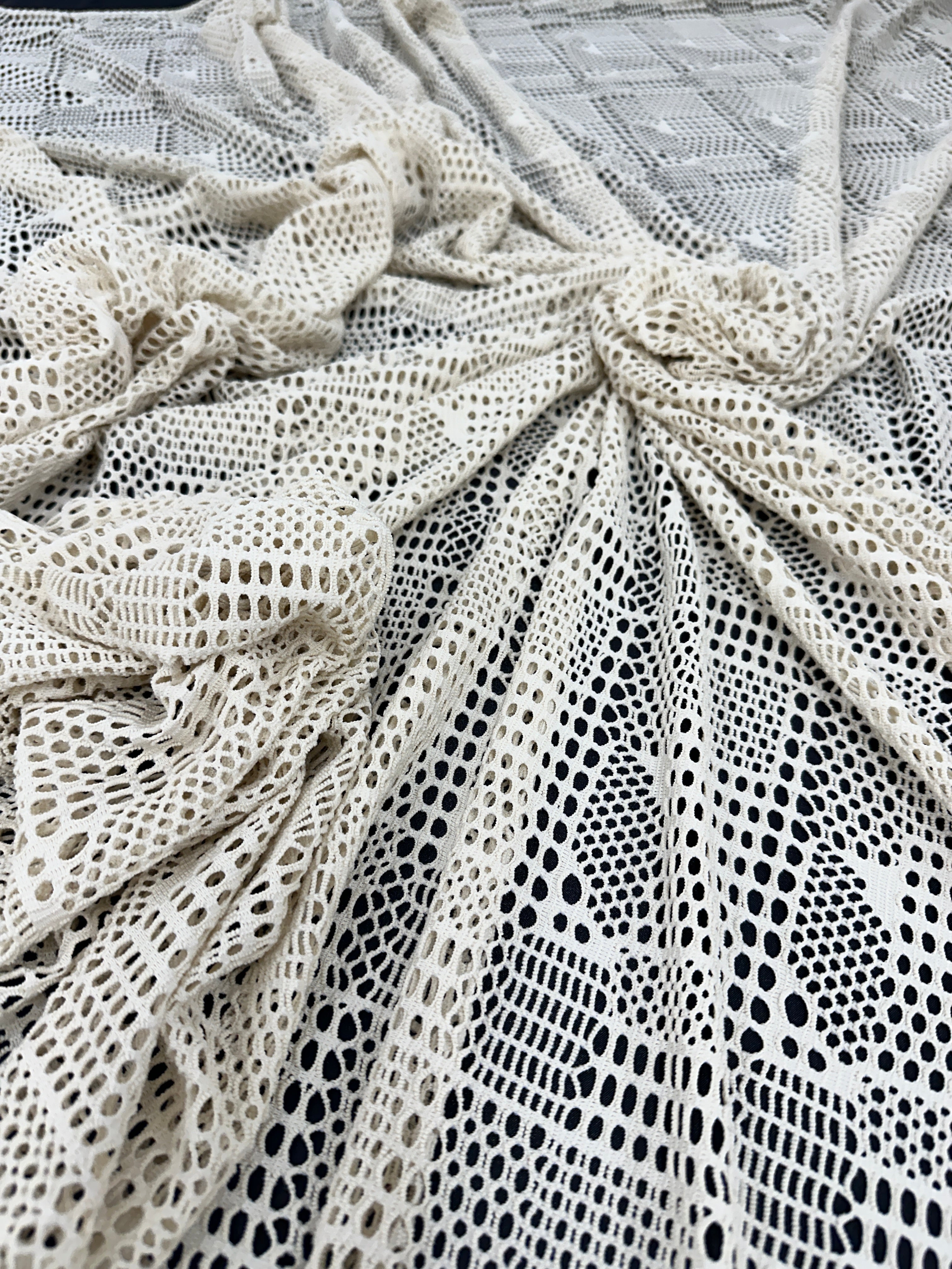 White Geometric Hollow Out Knit, online textile store, sewing, fabric store, sewing store, cheap fabric store, kiki textiles