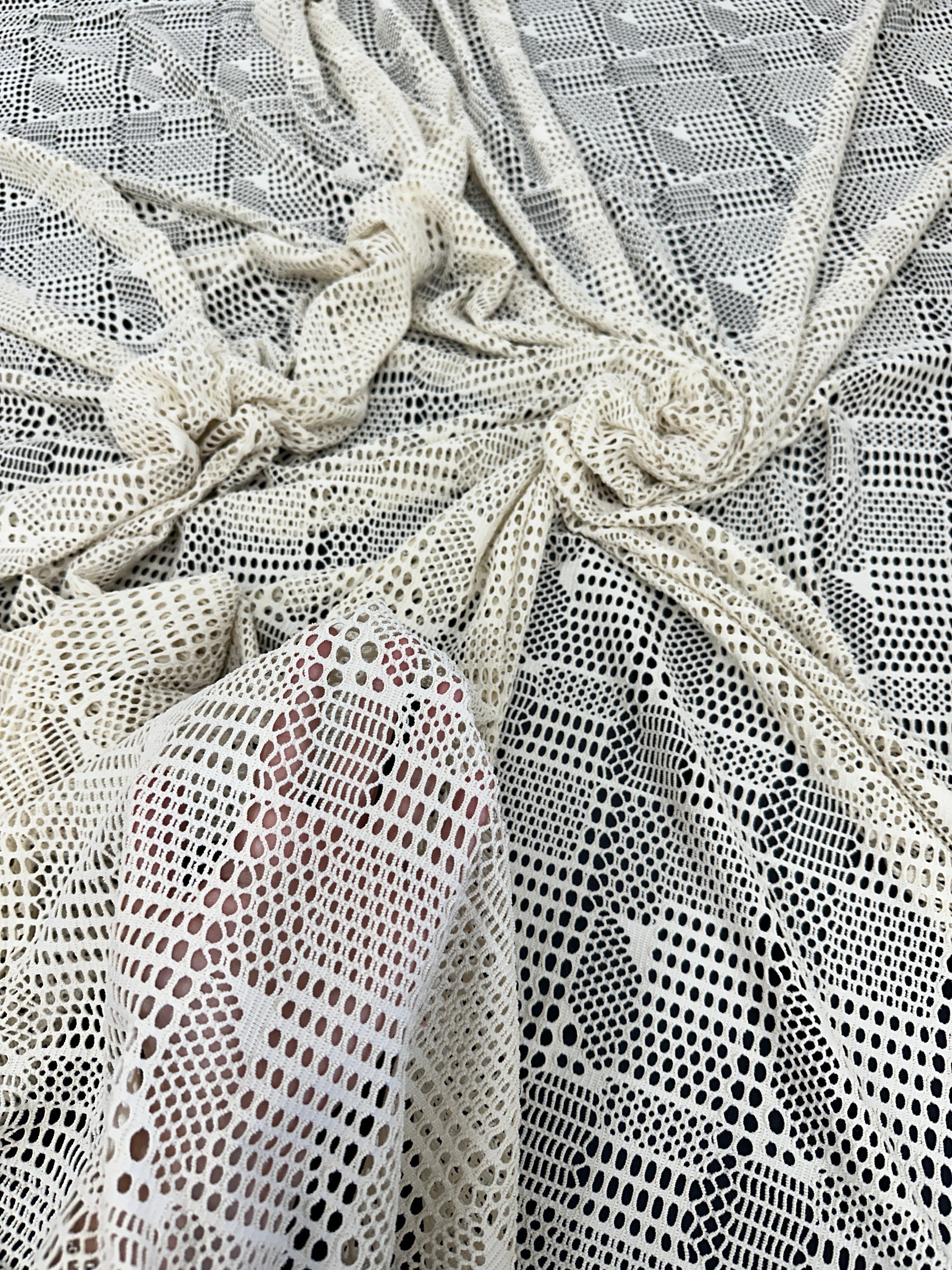 White Geometric Hollow Out Knit, online textile store, sewing, fabric store, sewing store, cheap fabric store, kiki textiles