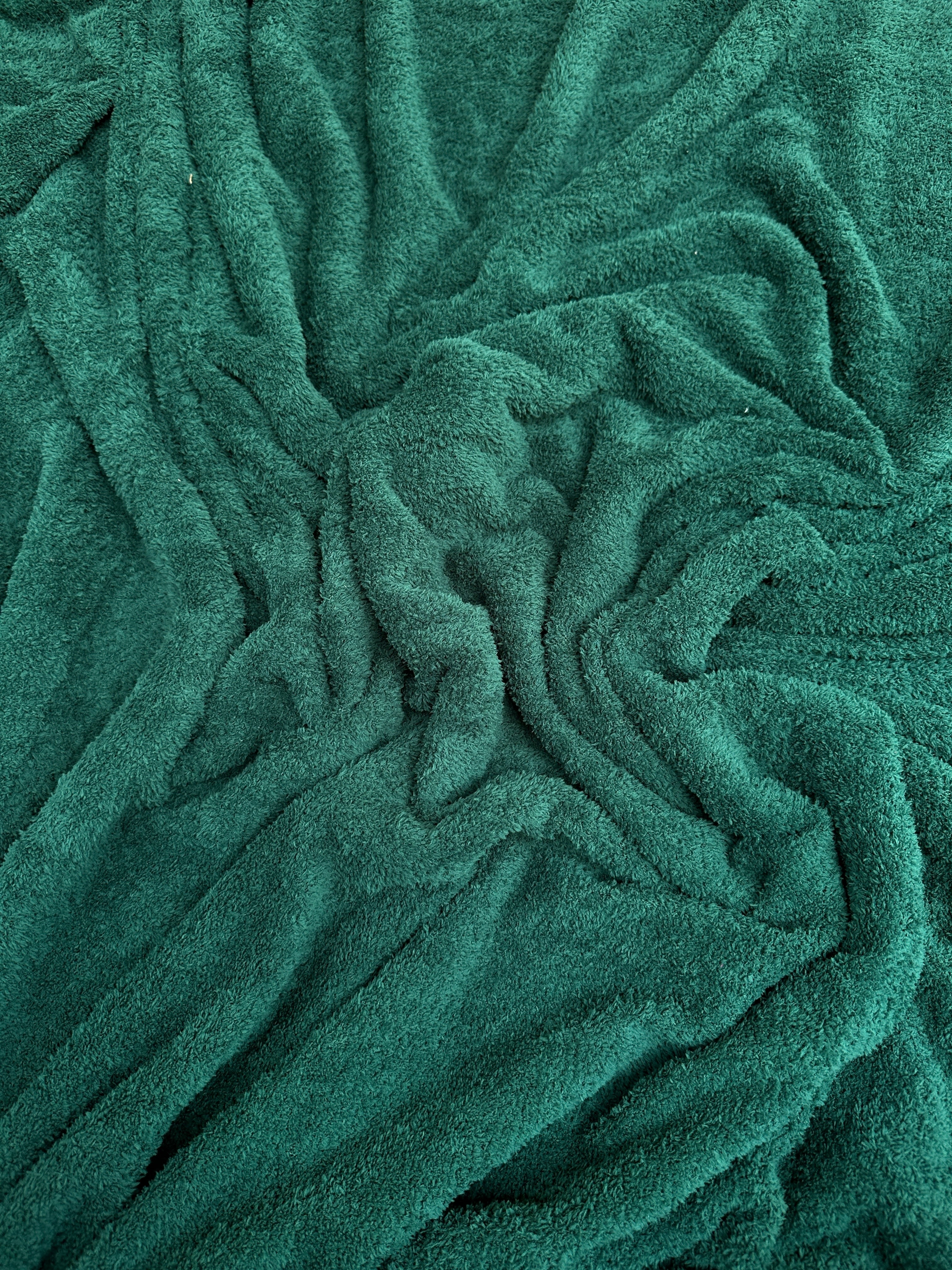 hunter green terry cloth knit, green terry cloth knit, dark green knit, light green knit, knit for woman, knit on sale, knit on discount, premium quality knit, best quality knit