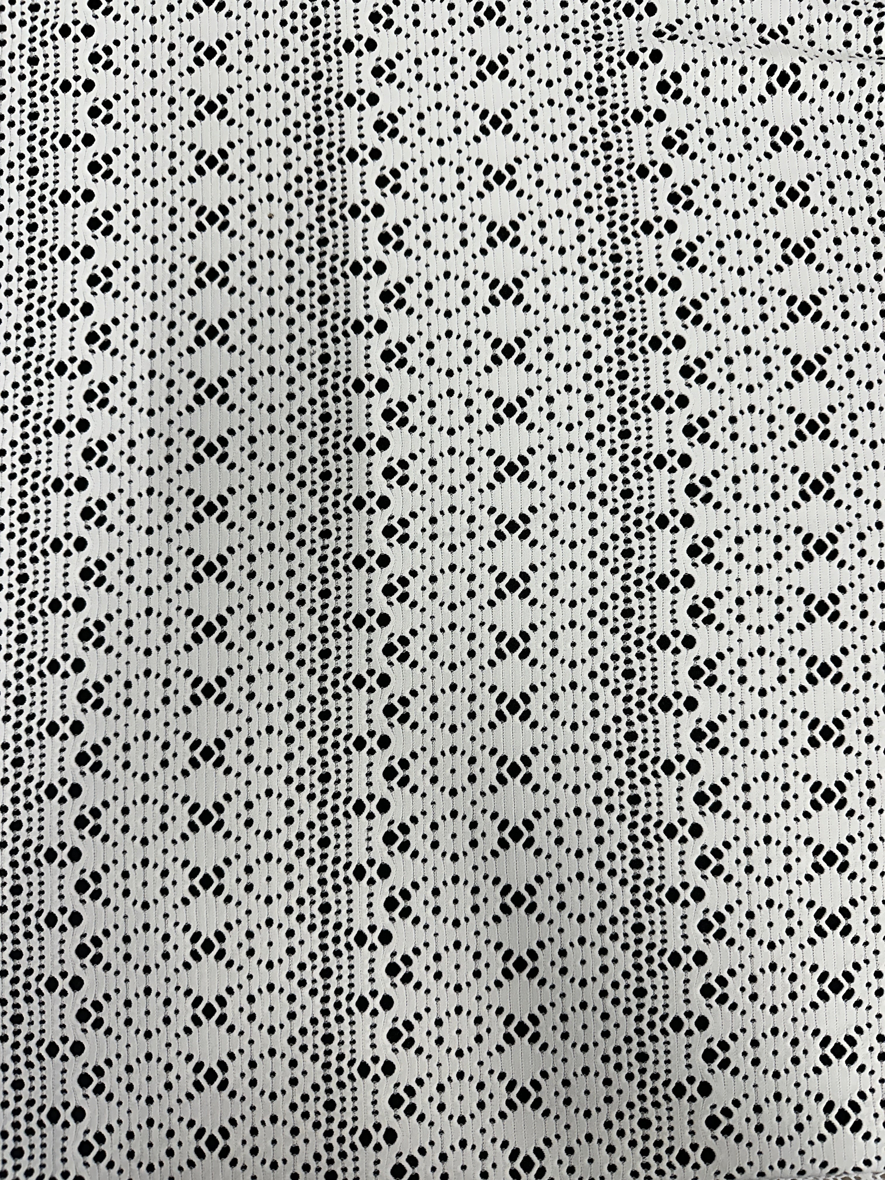 White Crochet Geometric Hollow Out Knit, White knit, White printed knit, printed knit for woman, premium knit, knit in low price, knit on sale, knit on discount, knit for dresses