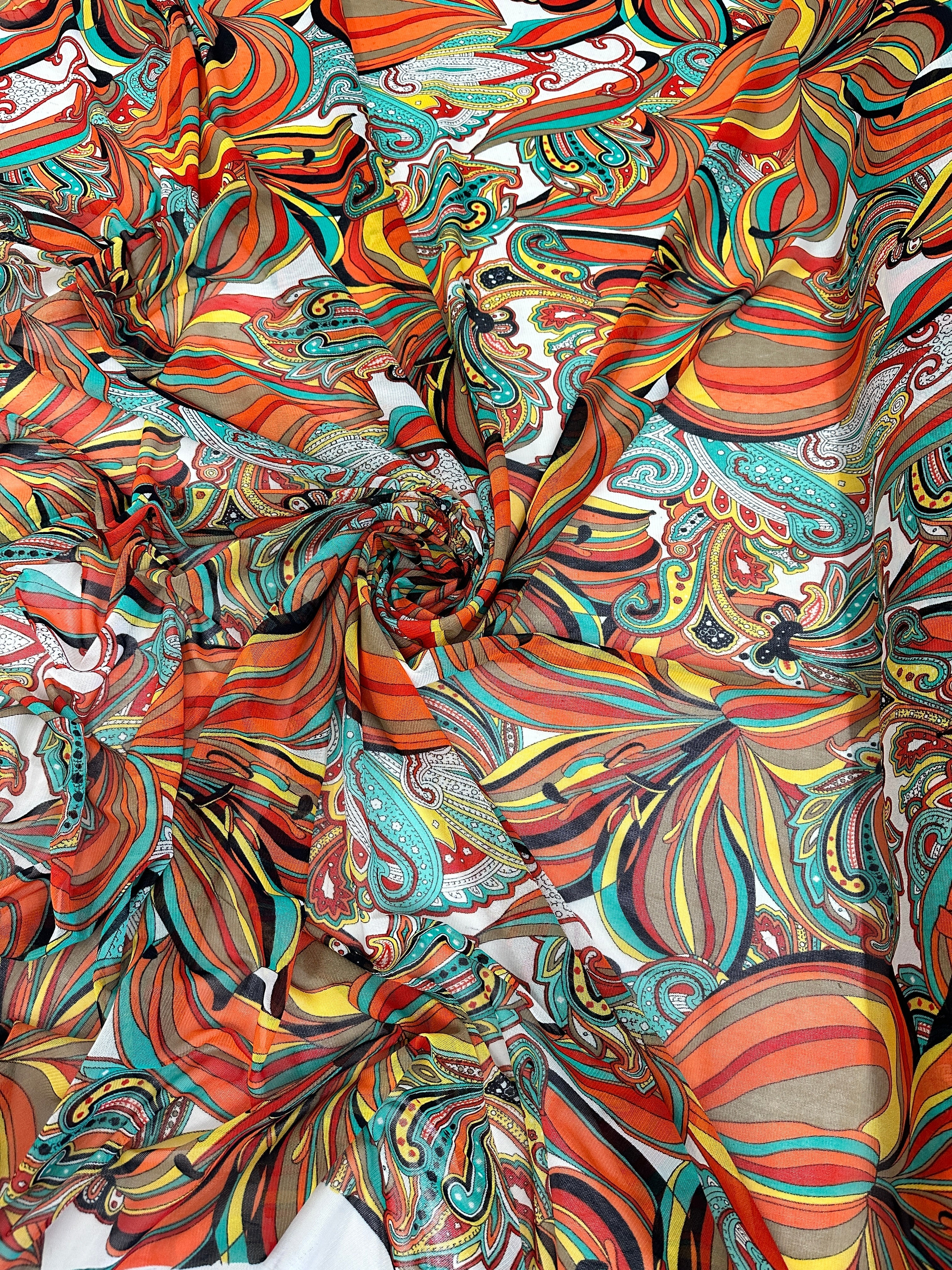 Multicolor Tropical Print Power Mesh, online textile store, sewing, fabric store, sewing store, cheap fabric store, kiki textiles