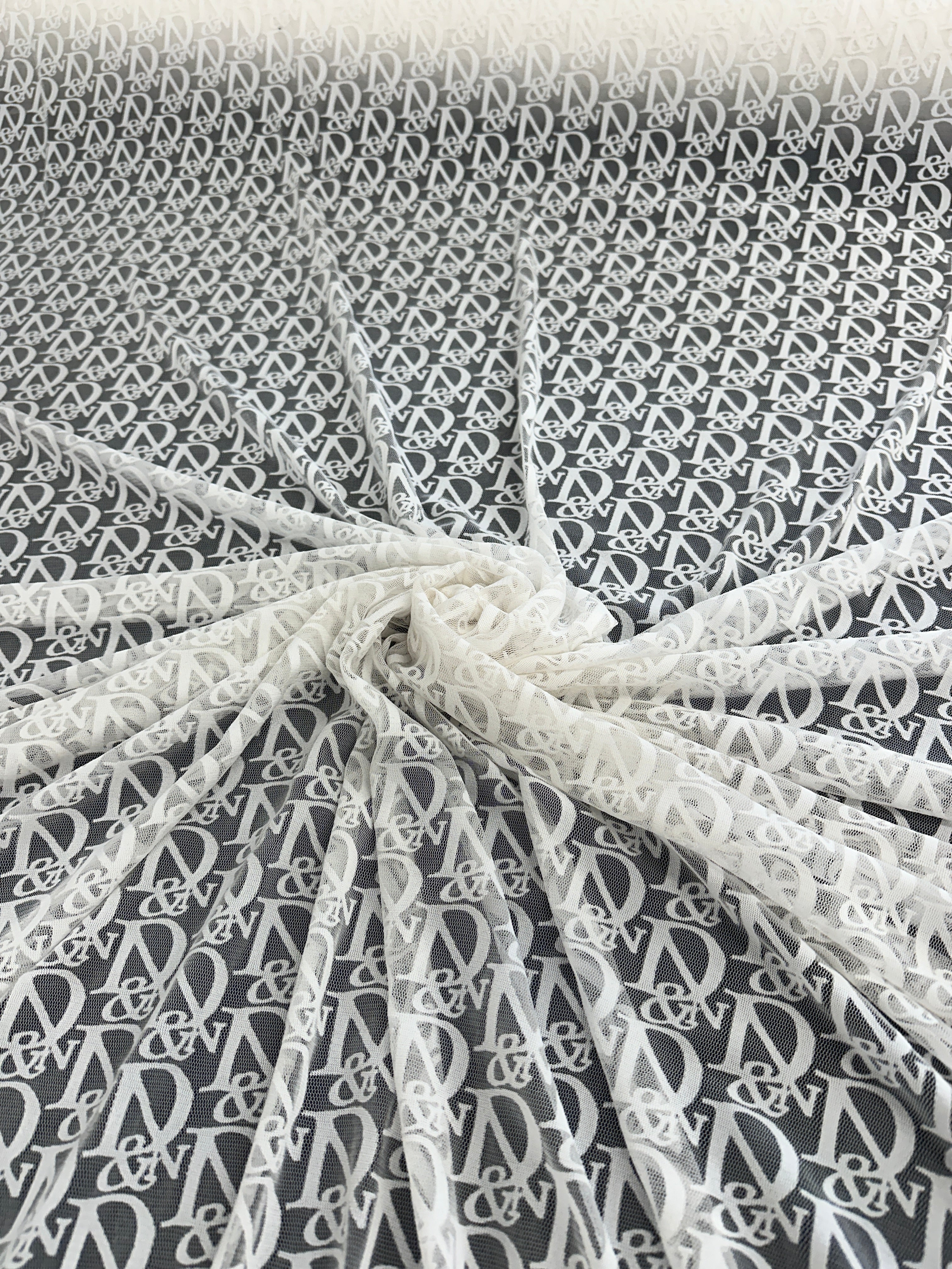 White Letter Power Mesh, sewing, fabric store, sewing store, cheap fabric store, kiki textiles