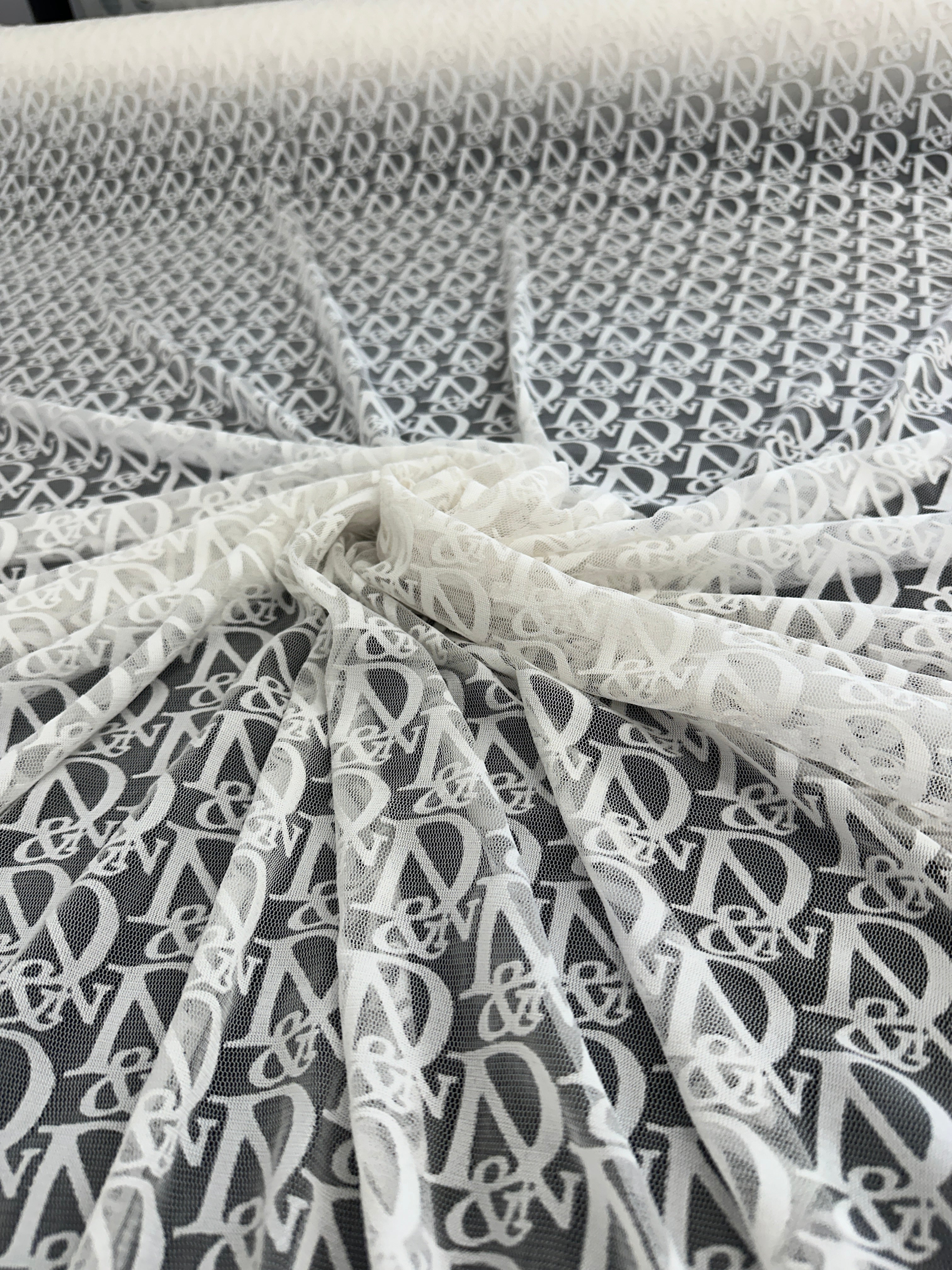 White Letter Power Mesh, sewing, fabric store, sewing store, cheap fabric store, kiki textiles