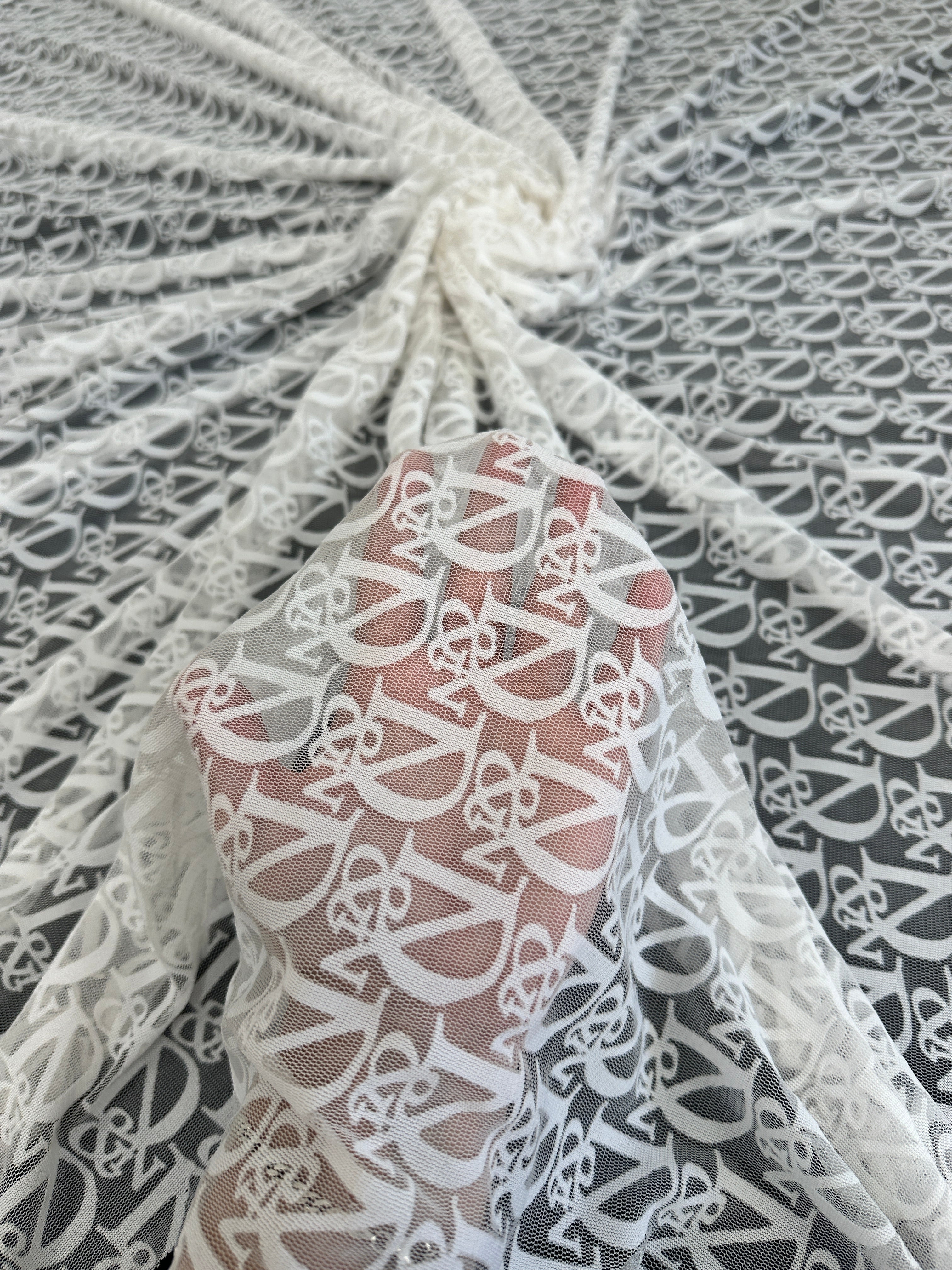 White Letter Power Mesh, sewing, fabric store, sewing store, cheap fabric store, kiki textiles