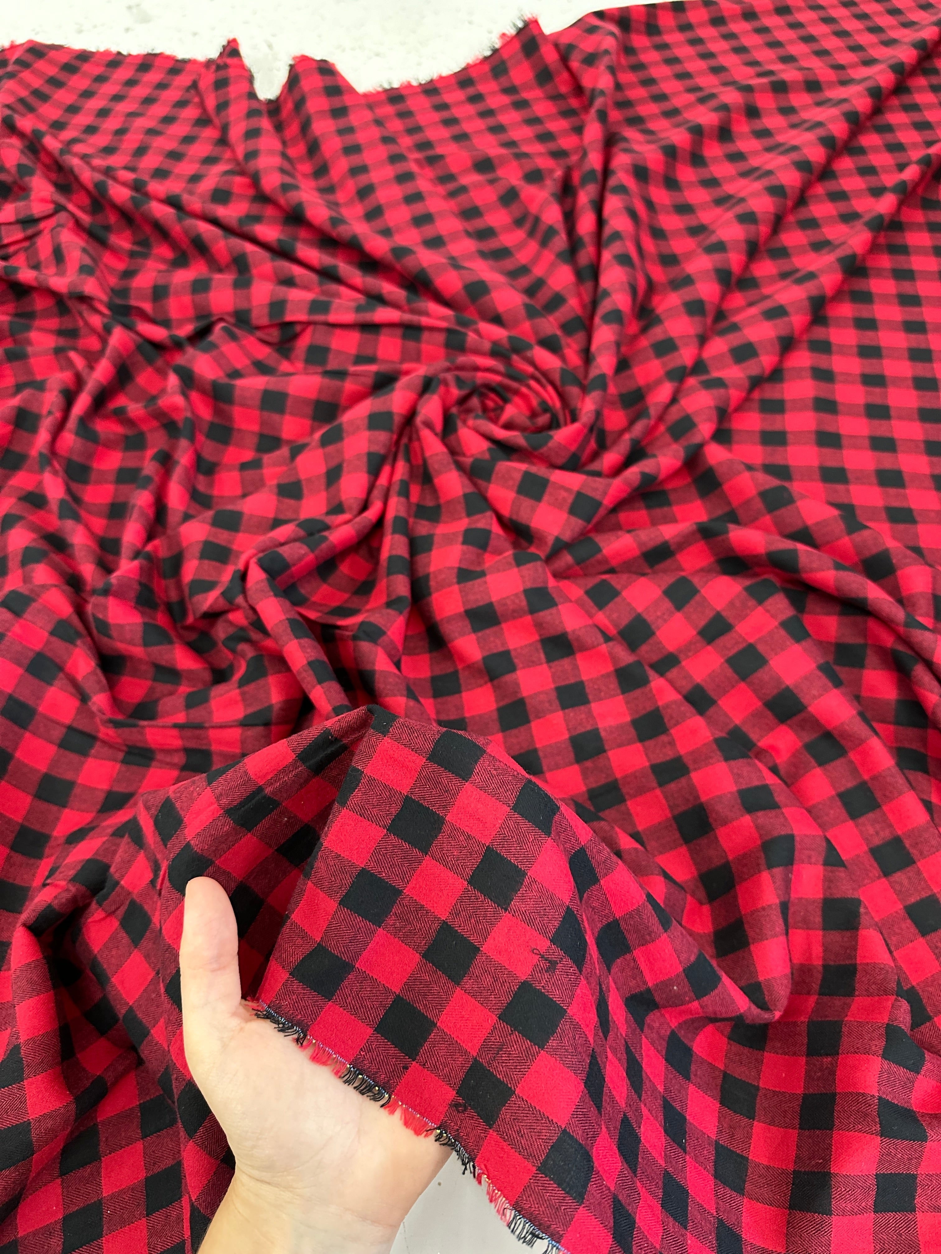 Black Red Woven Checkered Wool Blend, Wool Blend, wool fabric, blend wool fabric, winter fabric, Woven fabric, Fabric on Sale, Warm Wool, Stylish Wool