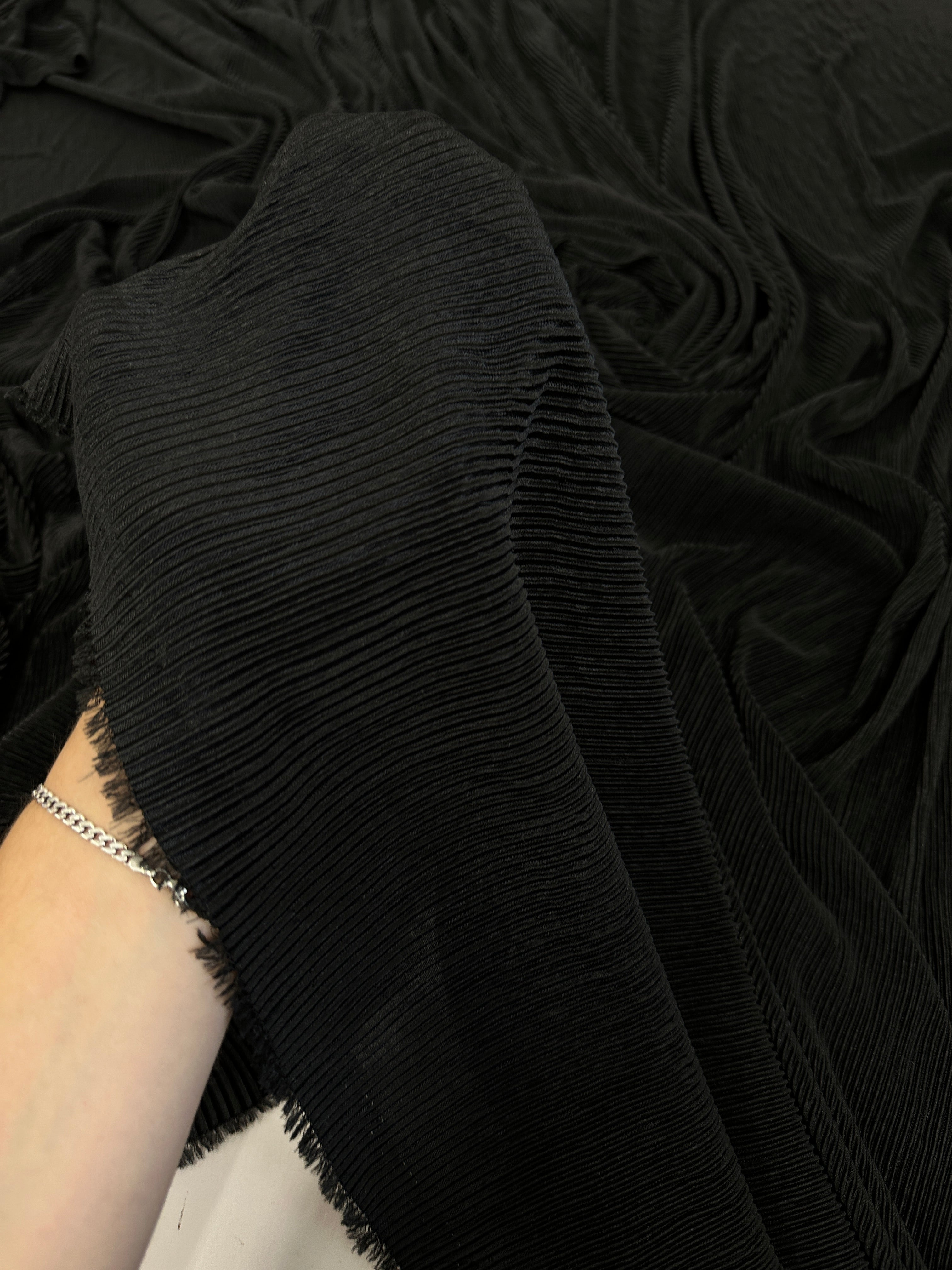 Black Pleated Knit, Black knit, knit for woman, premium knit, knit in low price, knit on sale, knit on discount, knit for dresses