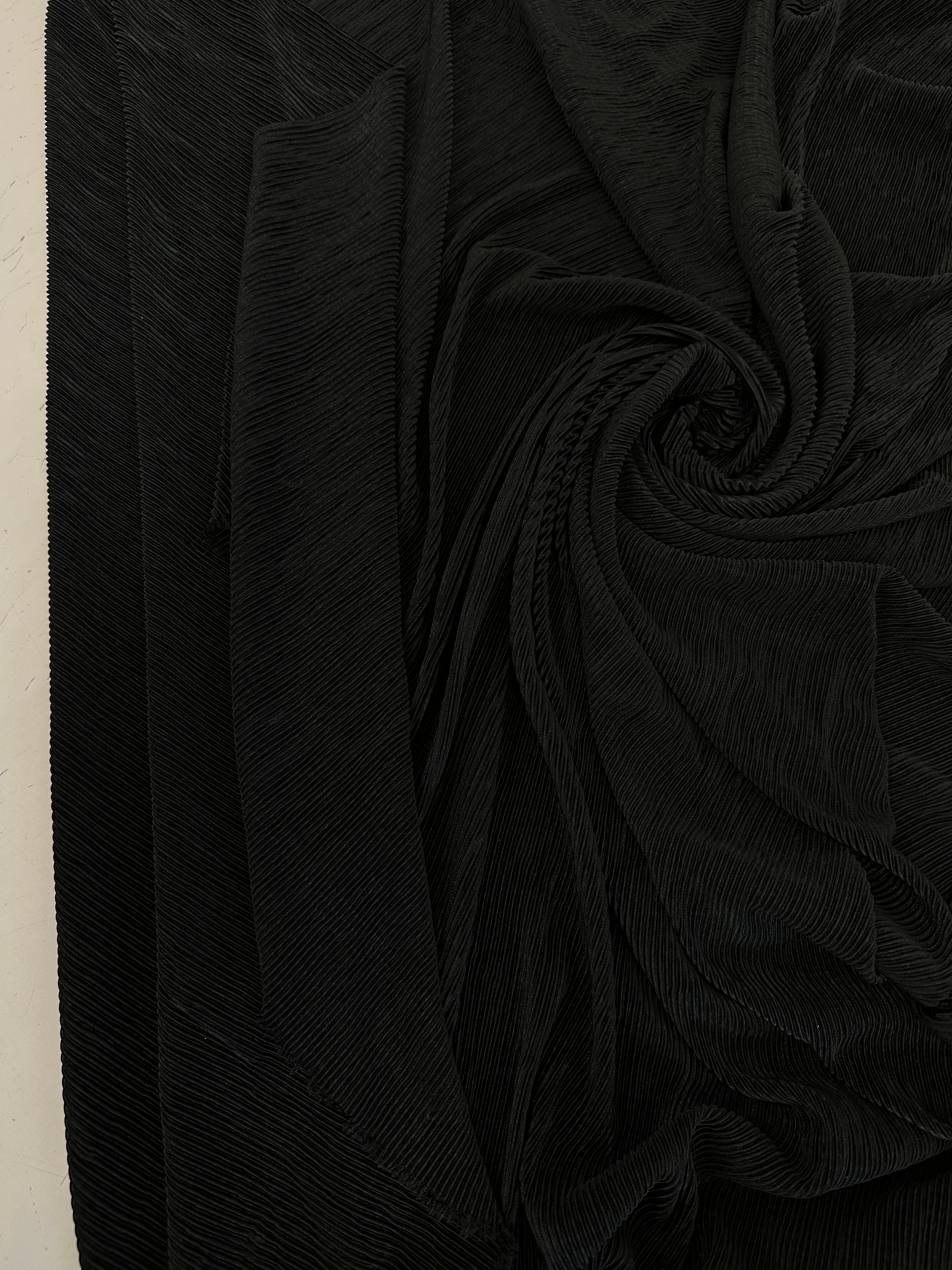 Black Pleated Knit, sewing, fabric store, sewing store, cheap fabric store, kiki textiles