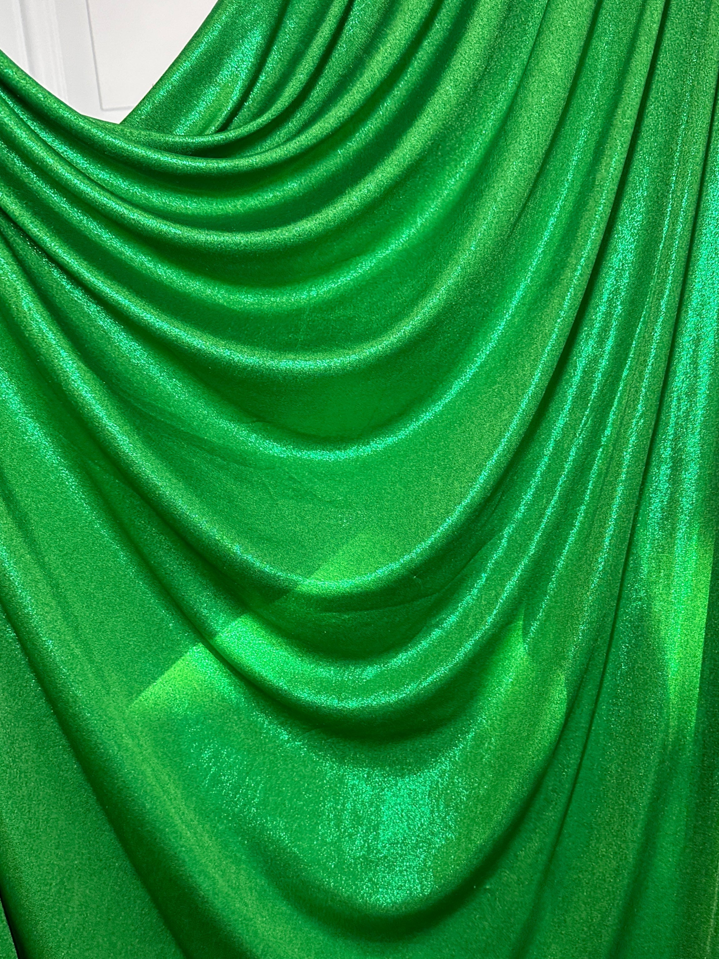 apple green slinky foiled jersey, green foiled jersey, dark green foiled jersey, light green foiled jersey, foiled jersey for woman, foiled jersey on sale, foiled jersey on discount, best quality foiled jersey