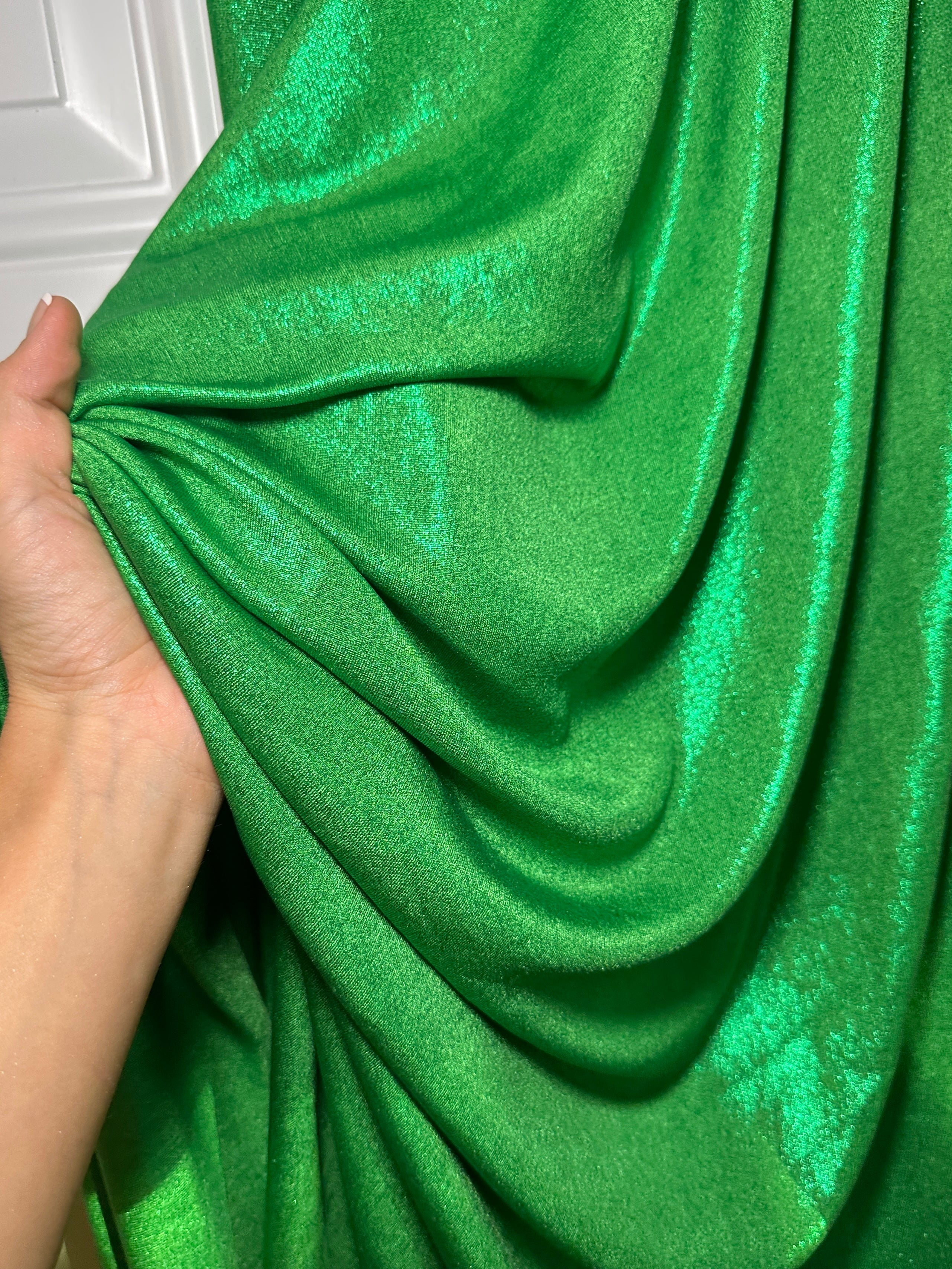 apple green slinky foiled jersey, green foiled jersey, dark green foiled jersey, light green foiled jersey, foiled jersey for woman, foiled jersey on sale, foiled jersey on discount, best quality foiled jersey