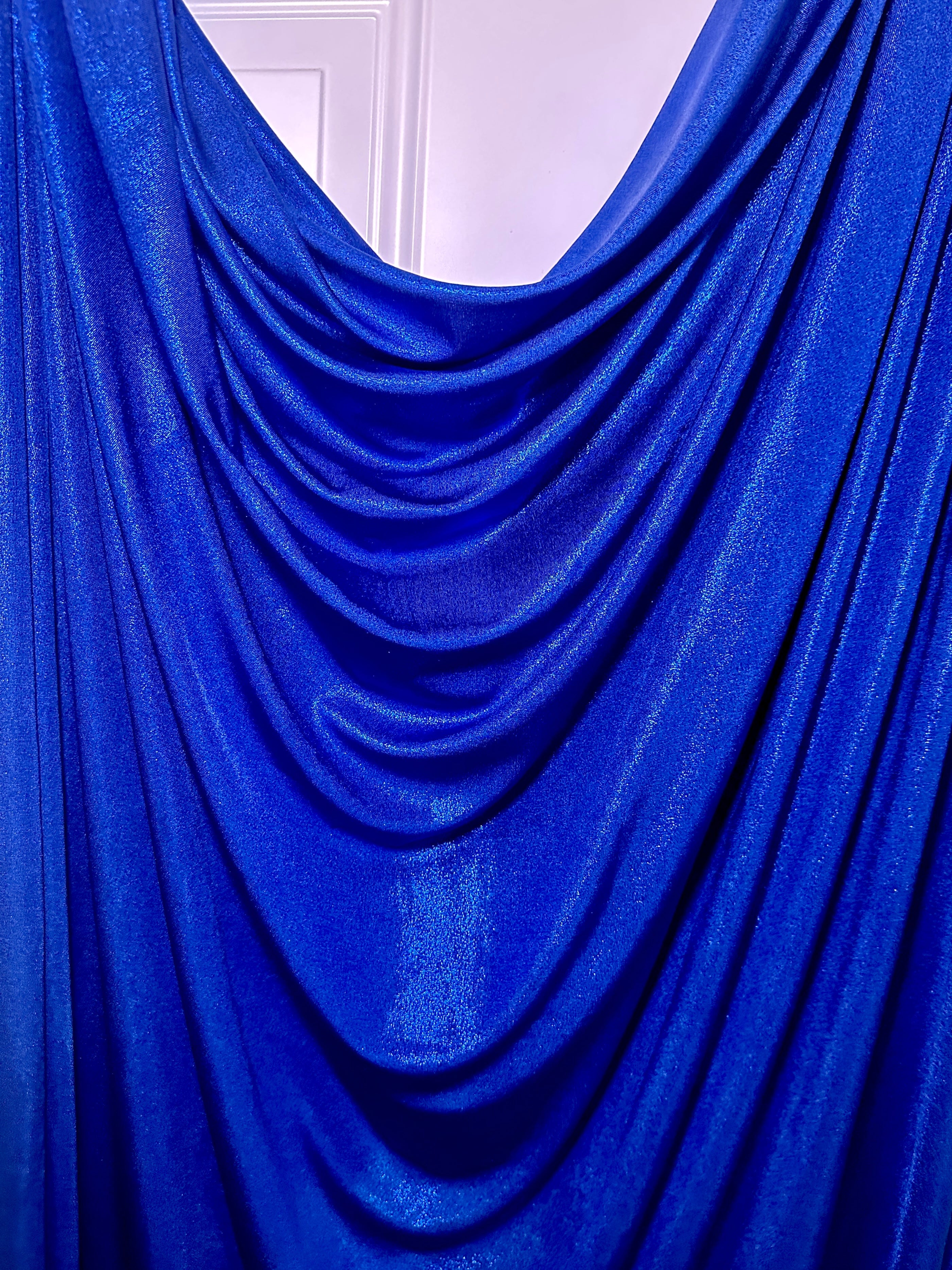 royal blue slinky foiled jersey, blue foiled jersey, dark blue foiled jersey, light blue foiled jersey, foiled jersey for woman, foiled jersey on sale, foiled jersey on discount, best quality foiled jersey