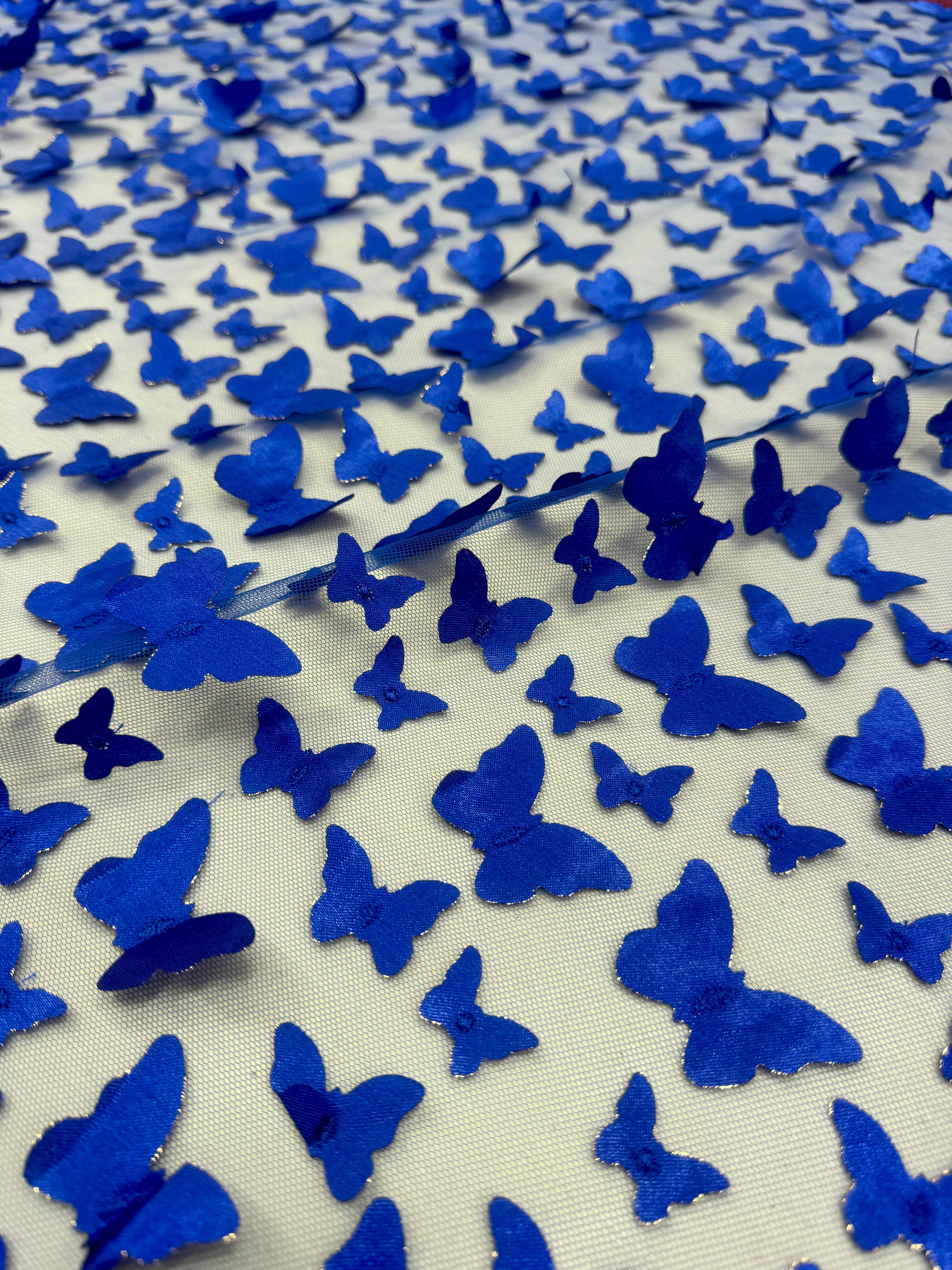 Royal Blue 3D Butterfly Lace,online textile store, sewing, fabric store, sewing store, cheap fabric store, kiki textiles