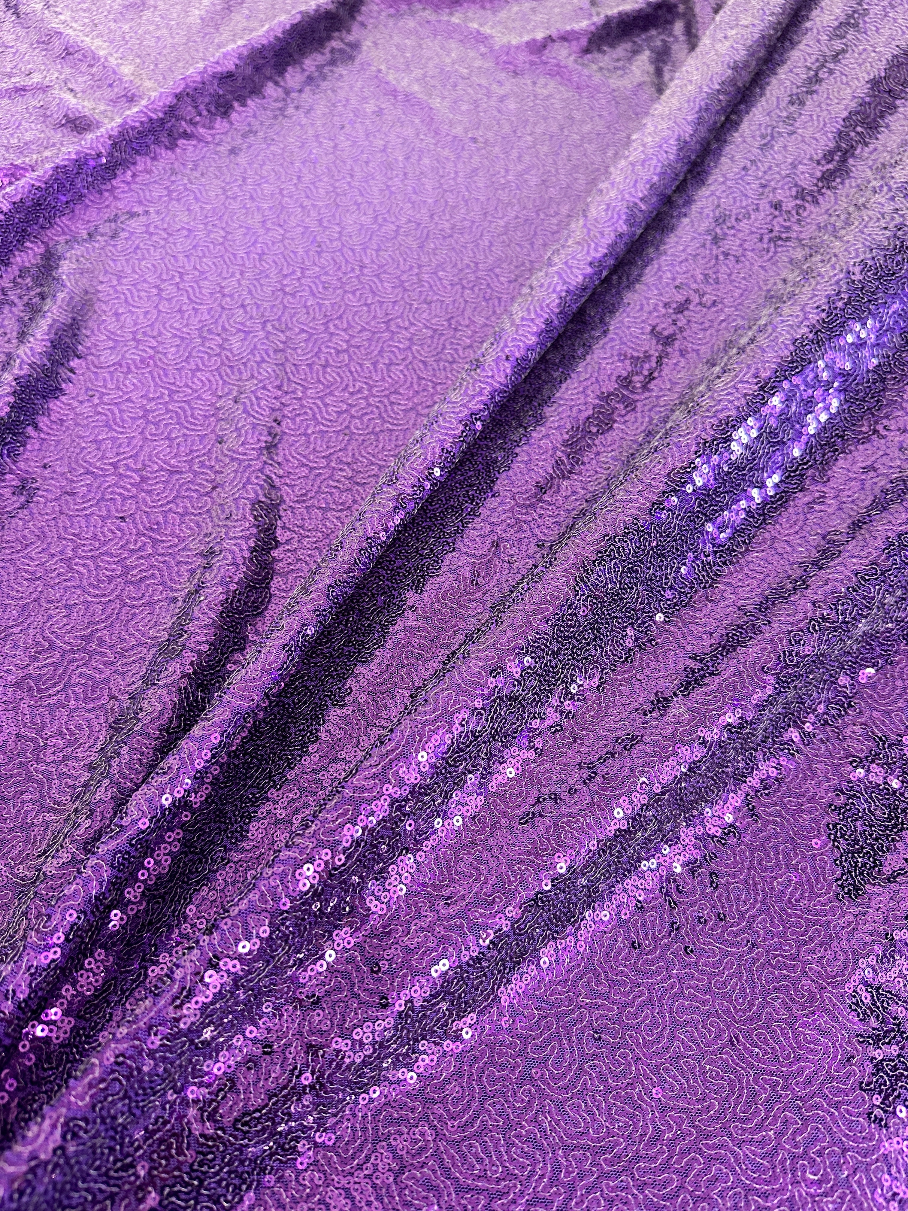 Purple Stretch Sequin on Mesh