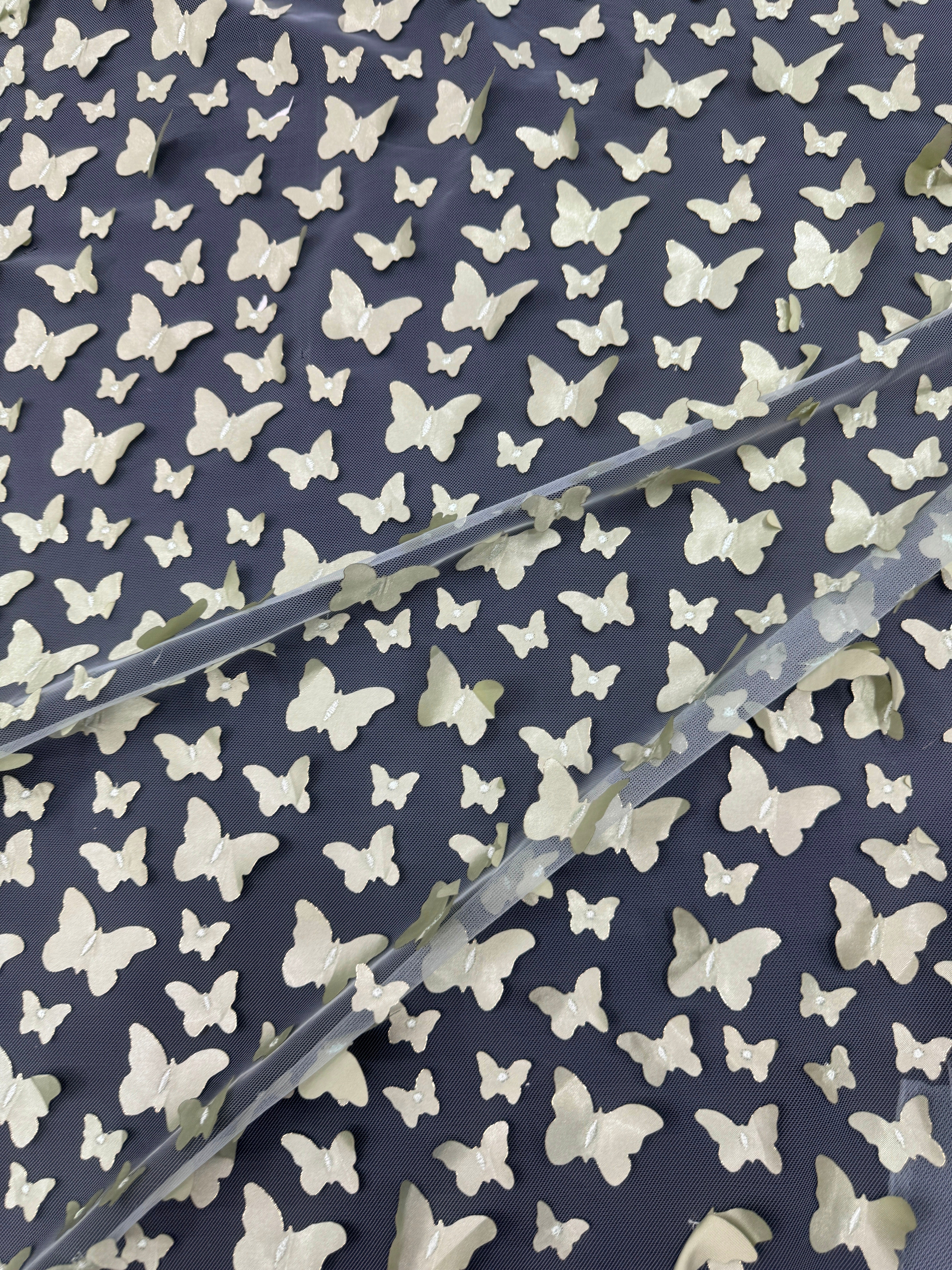 Pistachio 3D Butterfly Lace, Green Lace Mesh, nude lace mesh, lace mesh for woman, lace mesh for bride, lace mesh on sale, lace mesh on discount