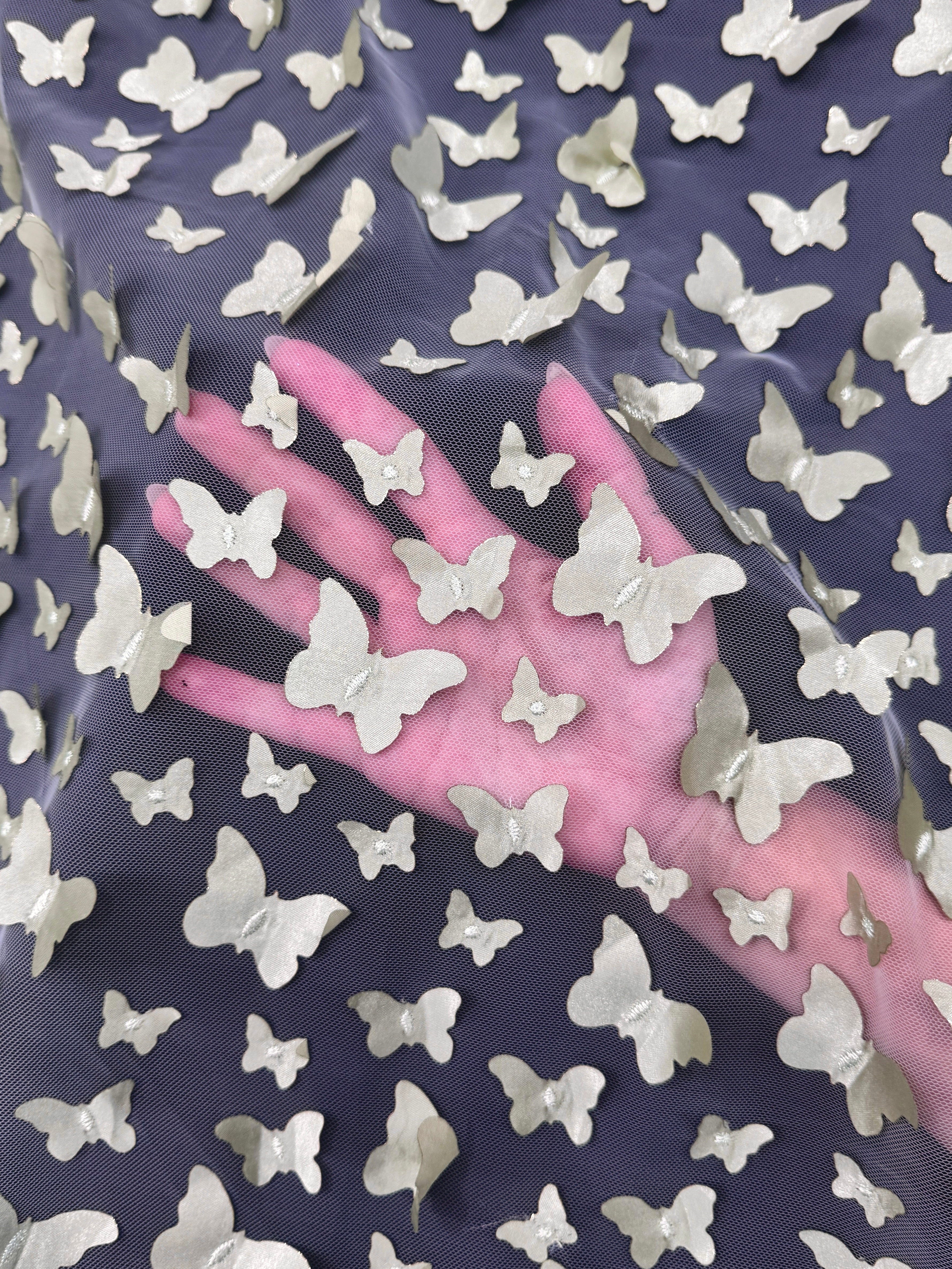 Pistachio 3D Butterfly Lace, online textile store, sewing, fabric store, sewing store, cheap fabric store, kiki textiles