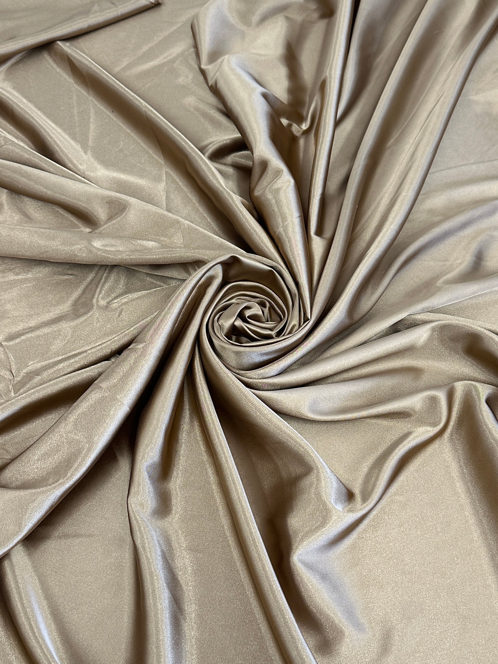 Khaki-Gold Luxury Silky Satin, Shop Fabrics Online, Sewing, Fabric Store, Sewing Store, Cheap Fabric Store, Kiki Textiles, Textile by the Yard