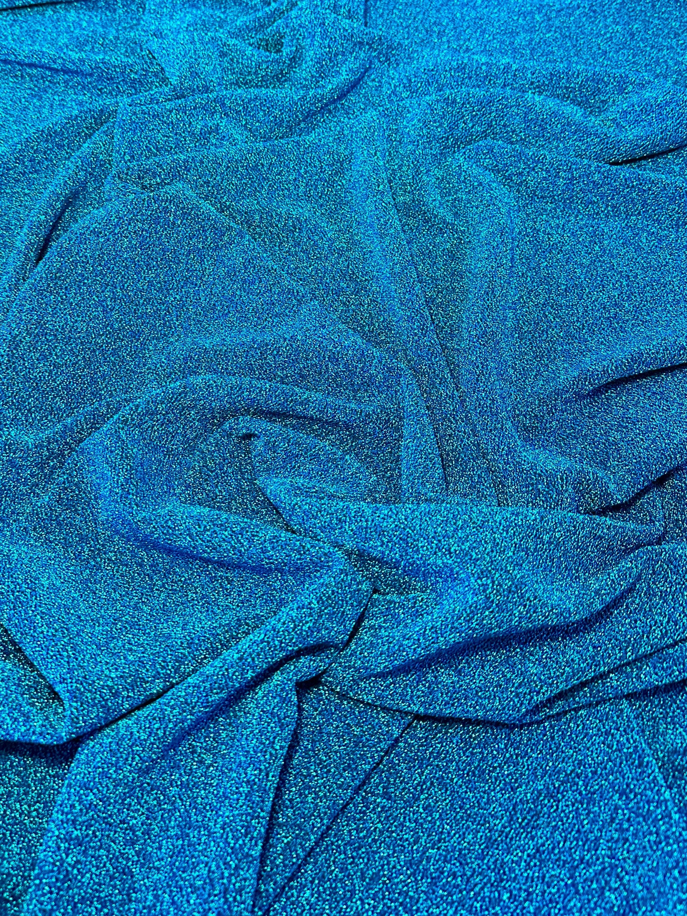 shimmery, glimmery, sparkle, sparkly, luxury, deluxe, luxurious, luxe, glitter, spandex lurex, all way stretch lurex, 4 way stretch lurex, two way stretch lurex, non shedding lurex, non shedding glitter fabric, medium weight,  Turquoise Glitter Lurex Jersey, blue glitter lurex jersey, dark blue lurex jersey, shinny blue lurex jersey