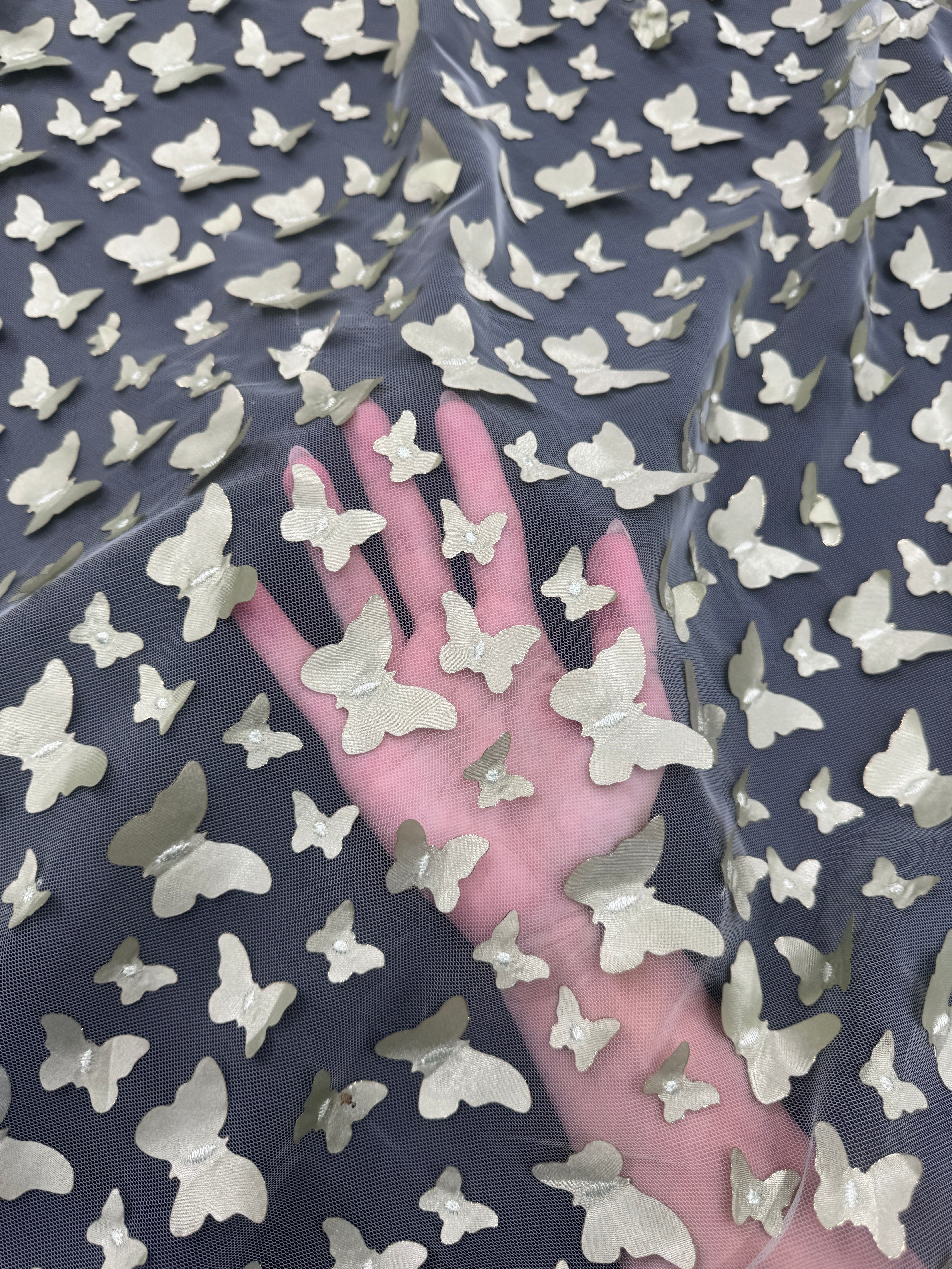 Pistachio 3D Butterfly Lace, online textile store, sewing, fabric store, sewing store, cheap fabric store, kiki textiles