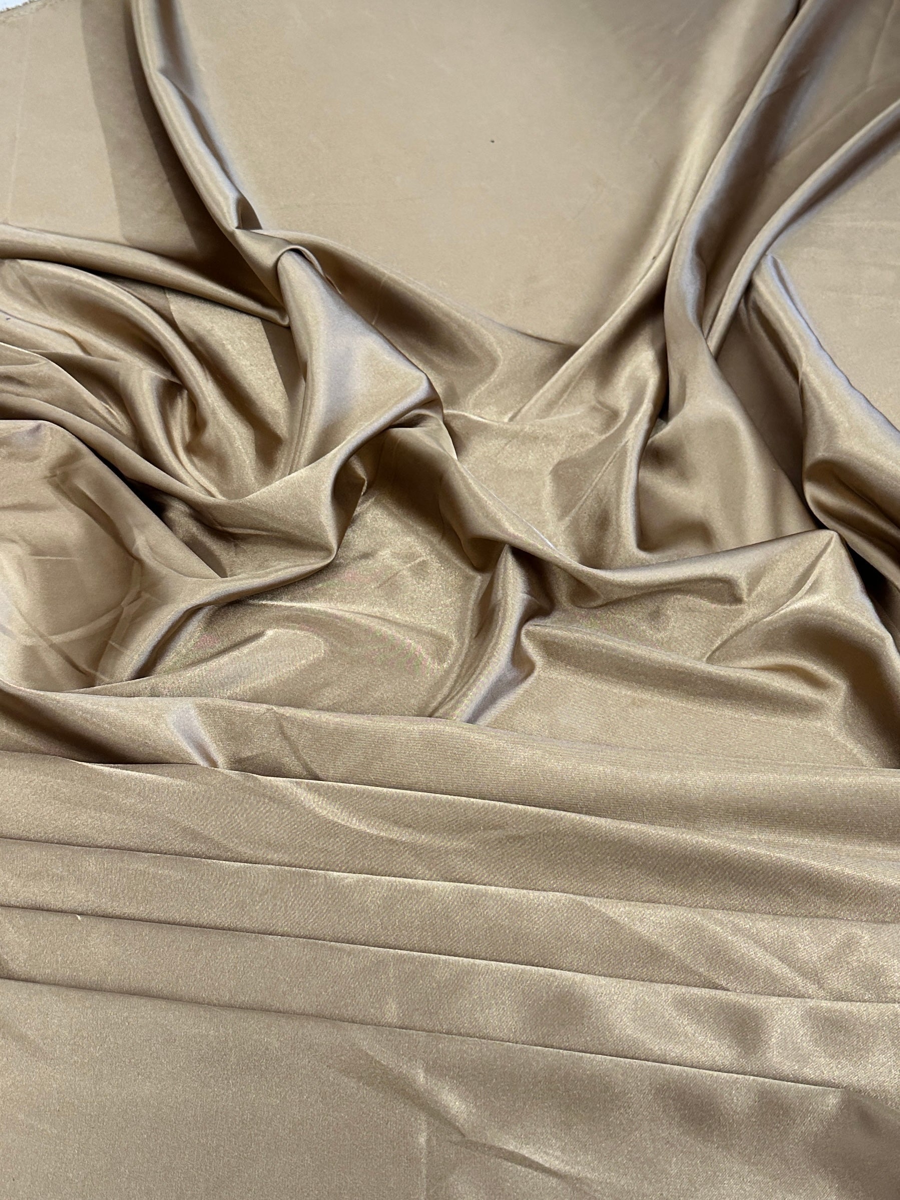 Khaki-Gold Luxury Silky Satin, Shop Fabrics Online, Sewing, Fabric Store, Sewing Store, Cheap Fabric Store, Kiki Textiles, Textile by the Yard