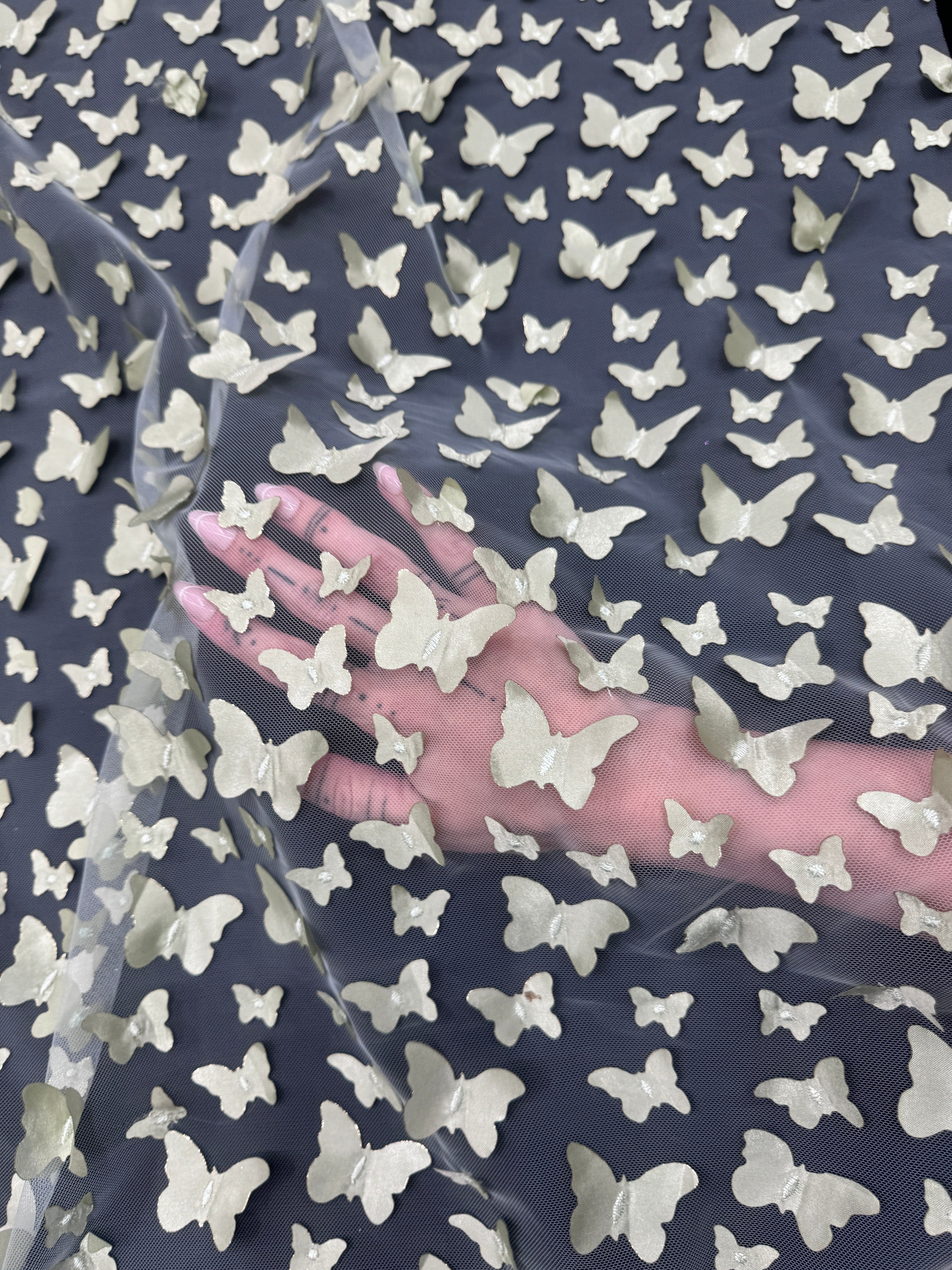 Pistachio 3D Butterfly Lace, online textile store, sewing, fabric store, sewing store, cheap fabric store, kiki textiles