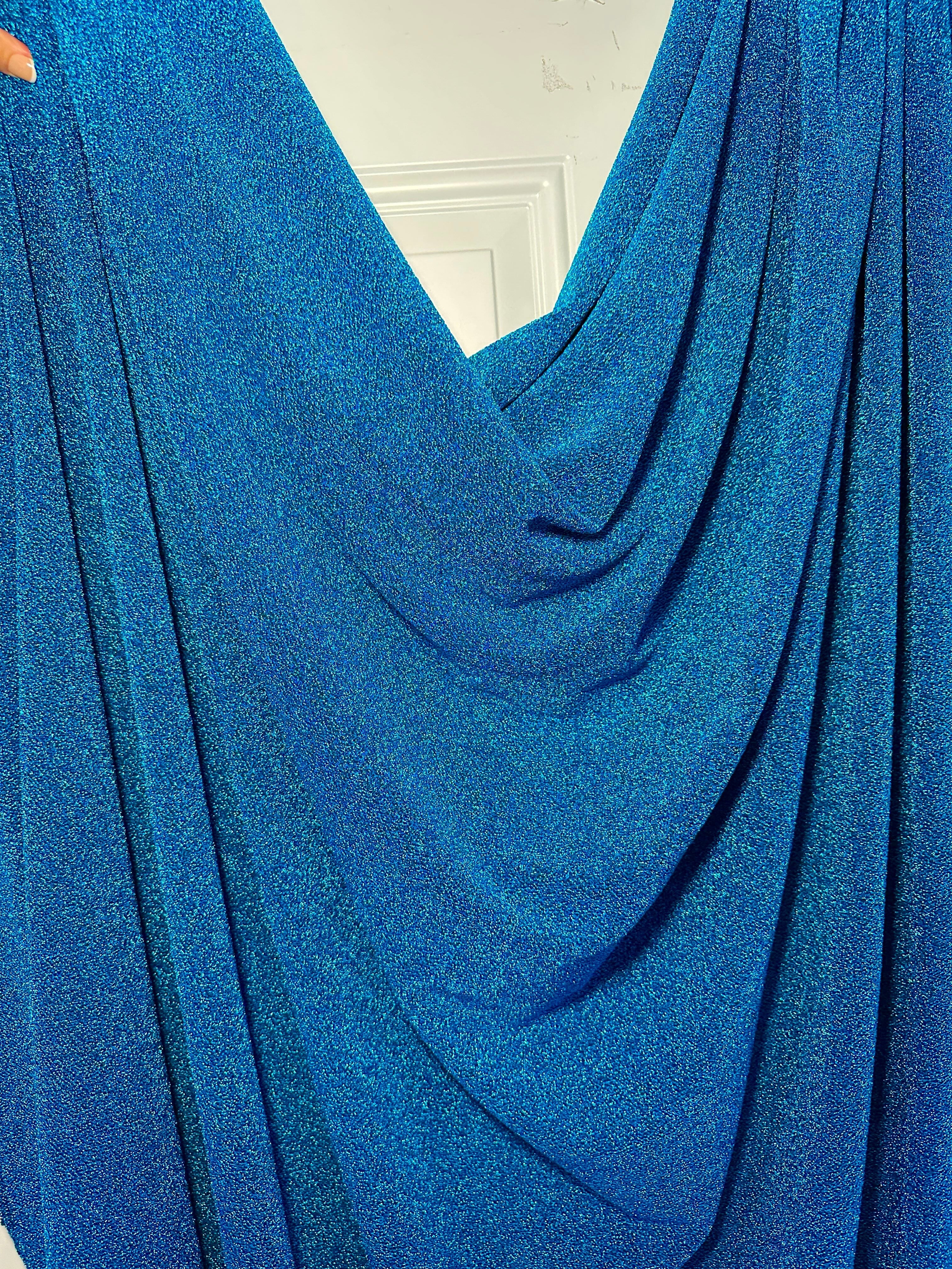 shimmery, glimmery, sparkle, sparkly, luxury, deluxe, luxurious, luxe, glitter, spandex lurex, all way stretch lurex, 4 way stretch lurex, two way stretch lurex, non shedding lurex, non shedding glitter fabric, medium weight,  Turquoise Glitter Lurex Jersey, blue glitter lurex jersey, dark blue lurex jersey, shinny blue lurex jersey