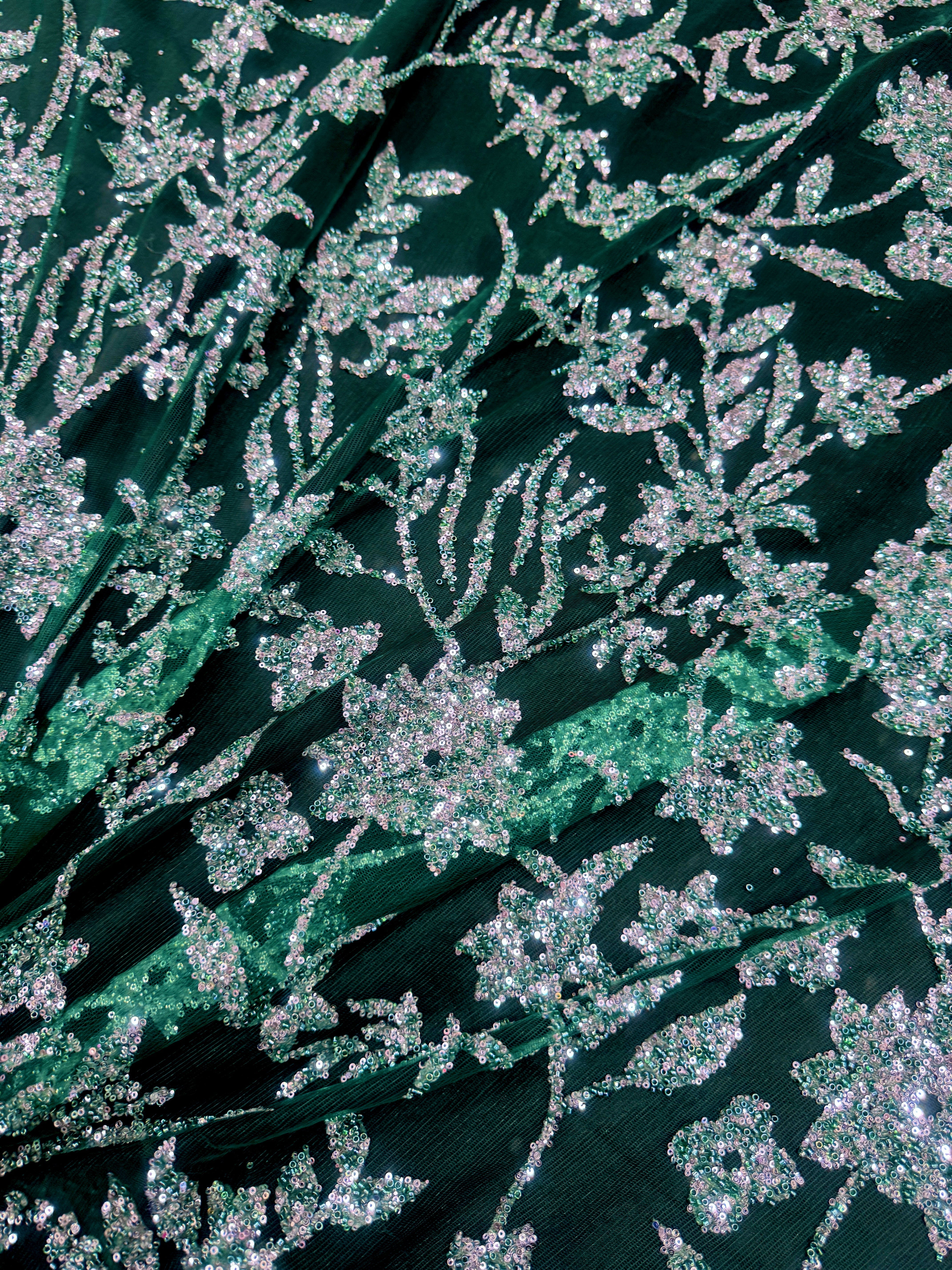 Green Silver Floral Beaded Lace, online textile store, sewing, fabric store, sewing store, cheap fabric store, kiki textiles