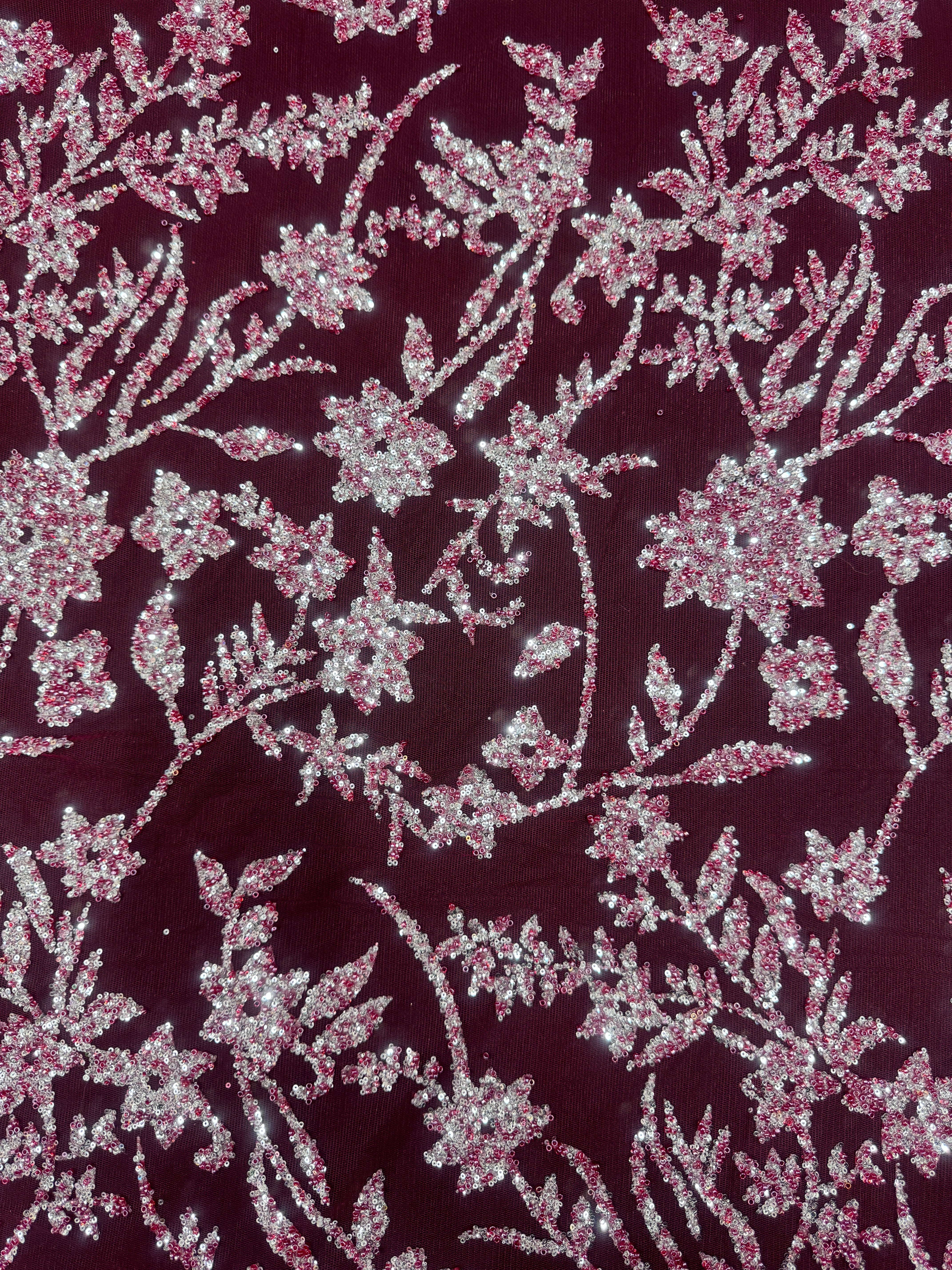 Wine Silver Floral Beaded Lace, Wine Lace Mesh, Beaded sequin lace, nude lace mesh,Glitter Lace, Seed beads lace,lace mesh on discount