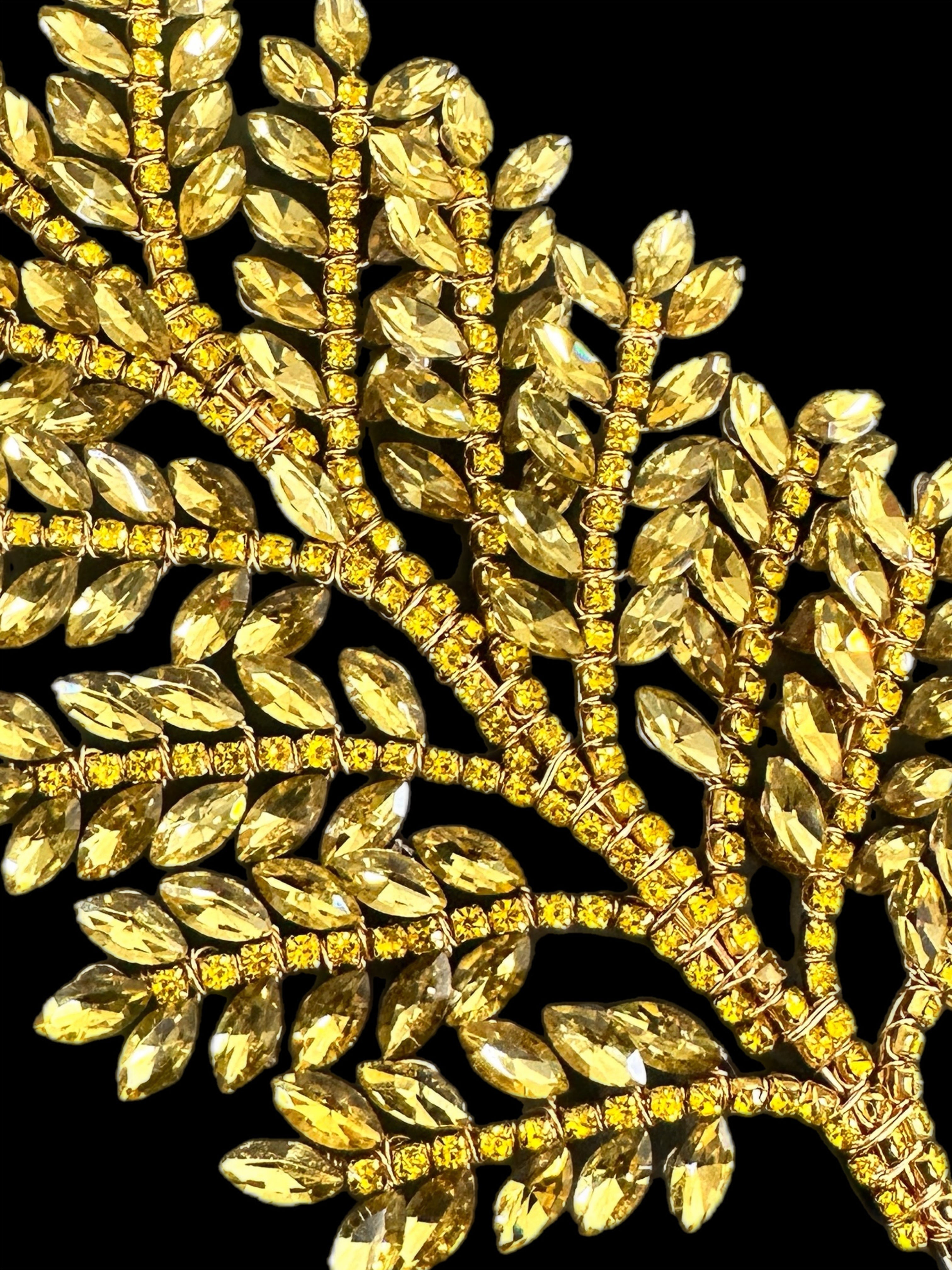 Barbara Gold Silver Bridal Leaves Rhinestone Applique, Gold Rhinestones Applique, Gold Embellished Clothing, Rhinestone Applications, Rhinestone Embroidery, Rhinestone Patch, Dress Patch, Rhinestones for Dress