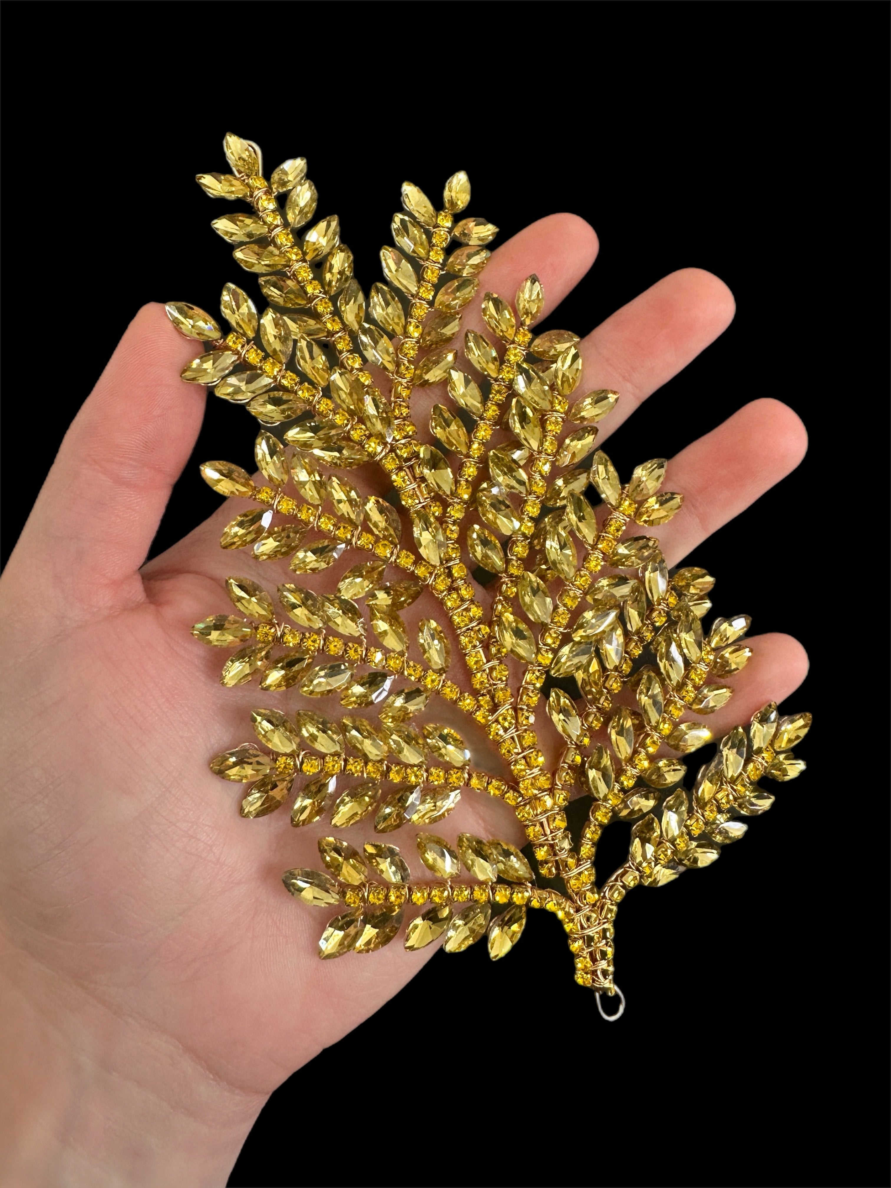 Barbara Gold Silver Bridal Leaves Rhinestone Applique, Gold Rhinestones Applique, Gold Embellished Clothing, Rhinestone Applications, Rhinestone Embroidery, Rhinestone Patch, Dress Patch, Rhinestones for Dress