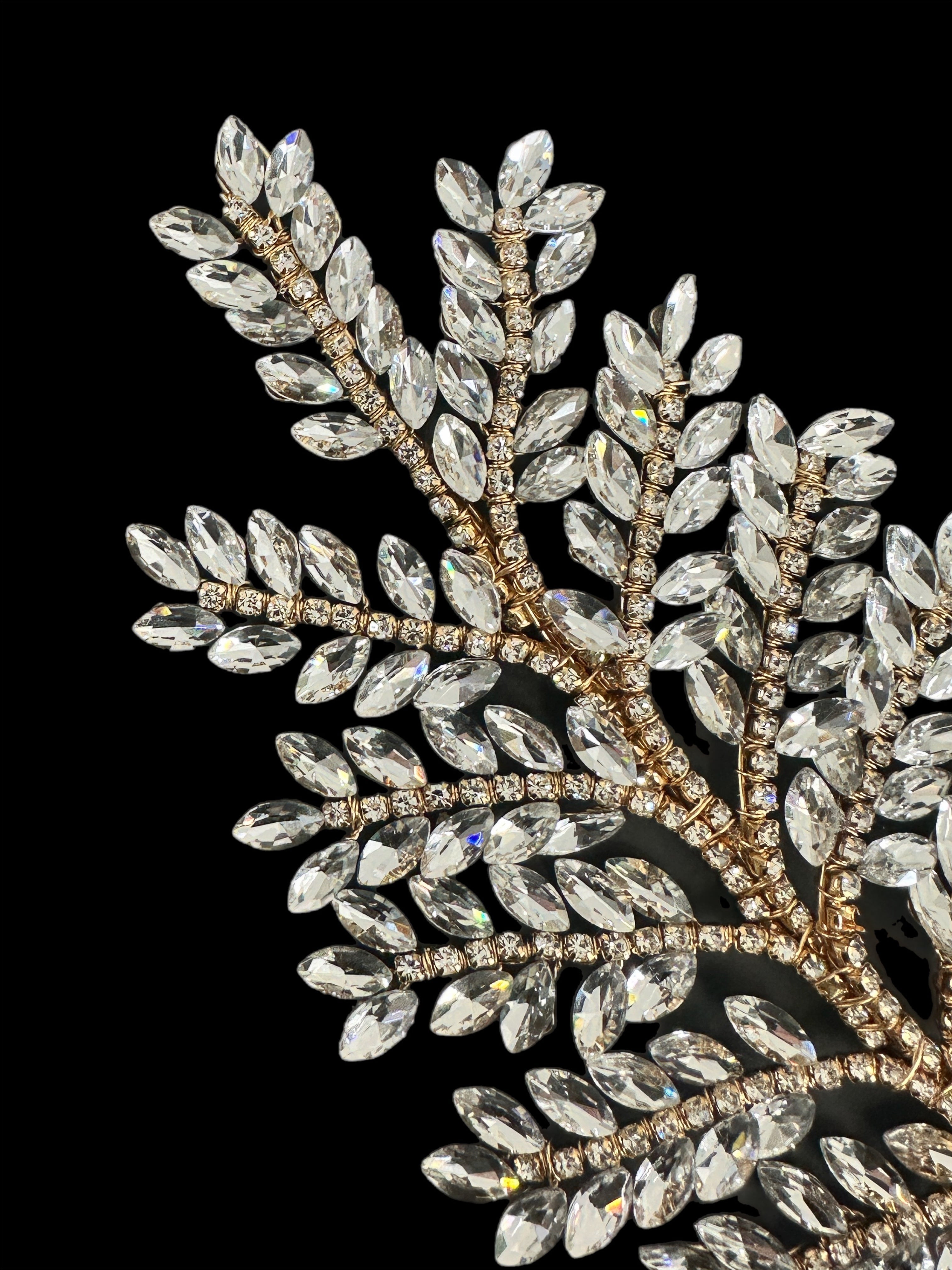 Barbara Gold Silver Bridal Leaves Rhinestone Applique, Sewing, Fabric Store, Sewing Store, Cheap Fabric Store, Kiki Textiles, Textile by the Yard