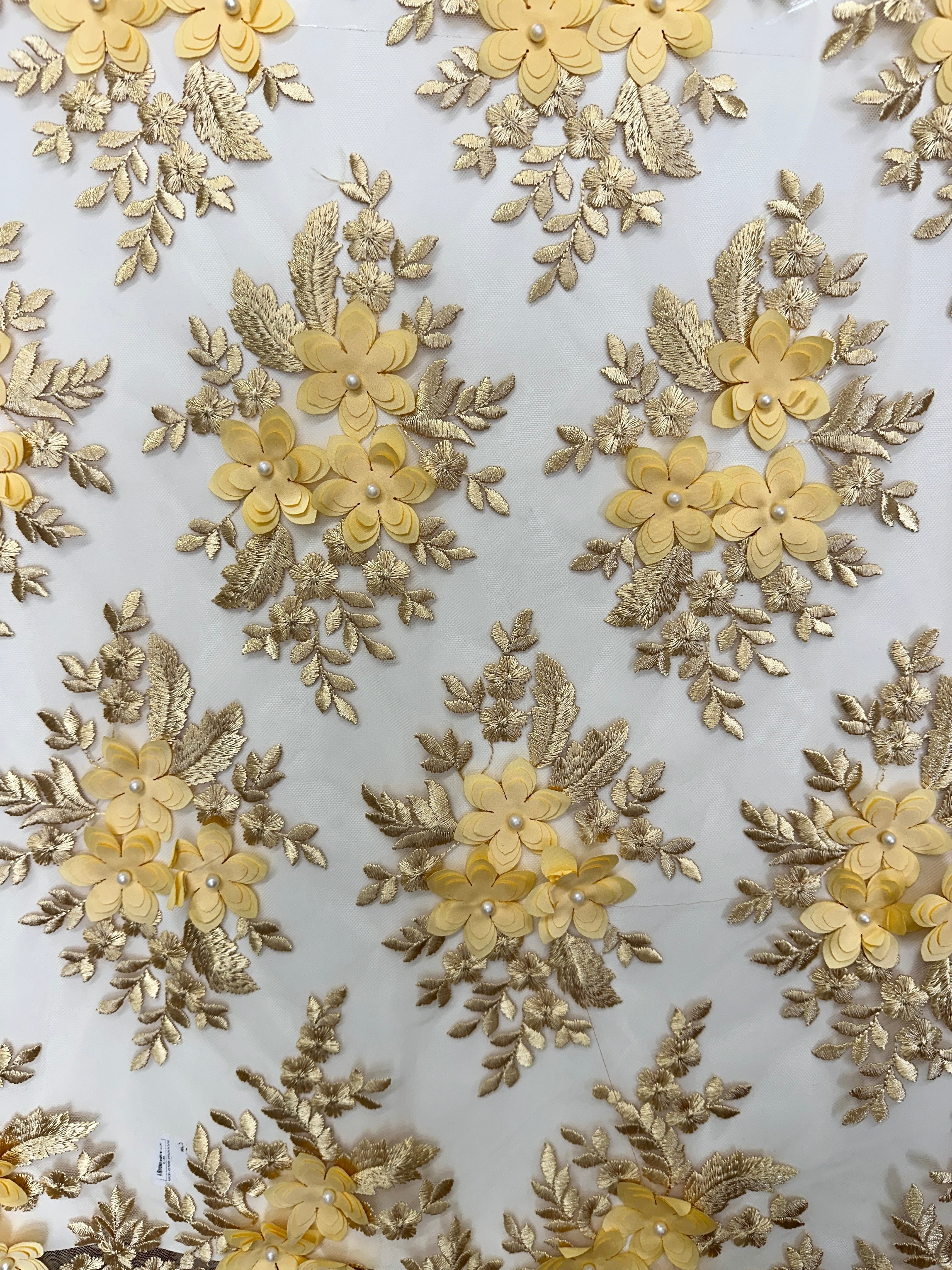 Gold 3D Flower Scalloped Mesh Lace, Gold Mesh, Nude lace mesh, lace mesh for woman, lace mesh for bride, lace mesh on sale, lace mesh on discount