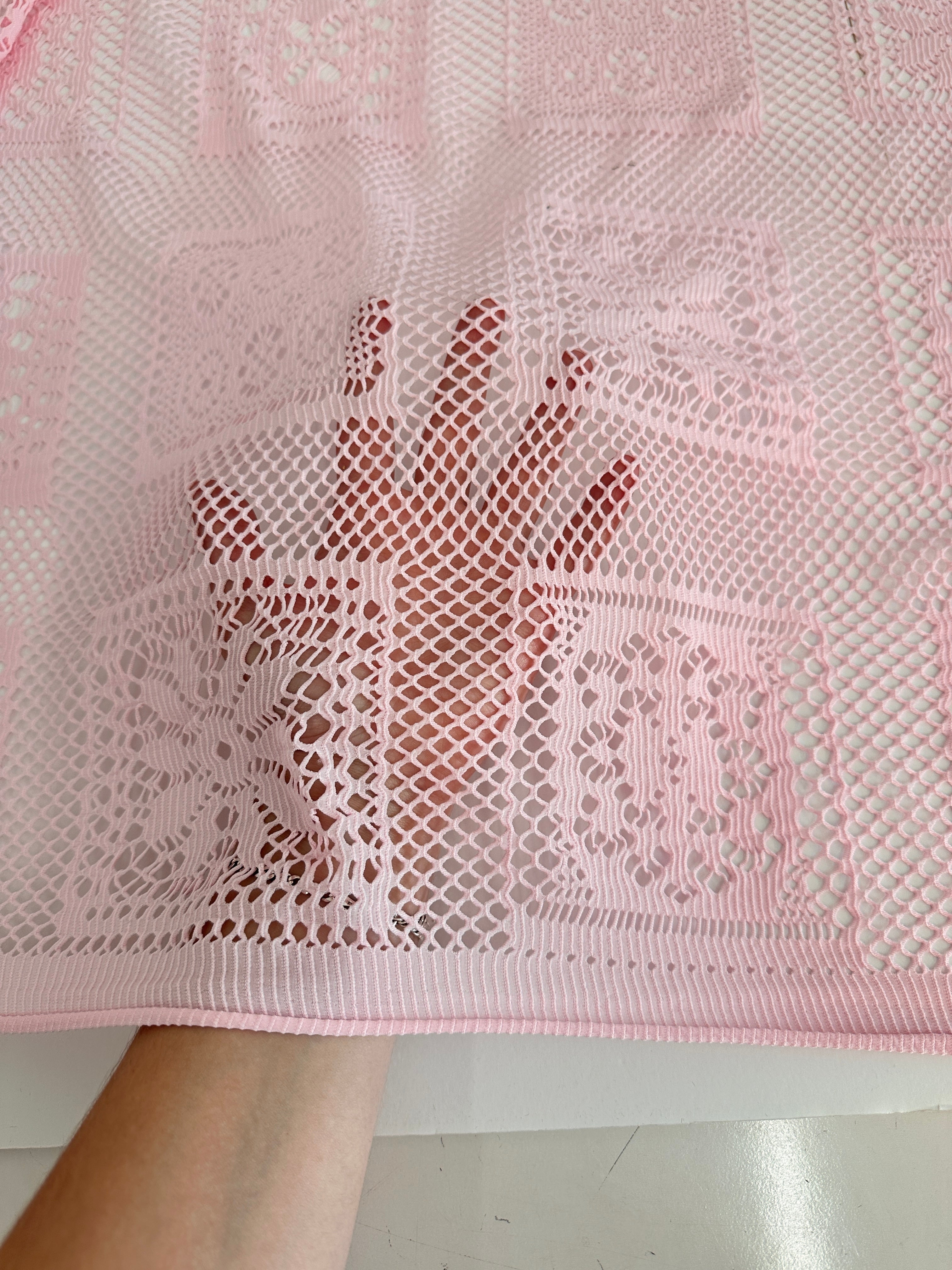 Baby Pink Geometric Crochet Hollow Out Knit, online textile store, sewing, fabric store, sewing store, cheap fabric store, kiki textiles