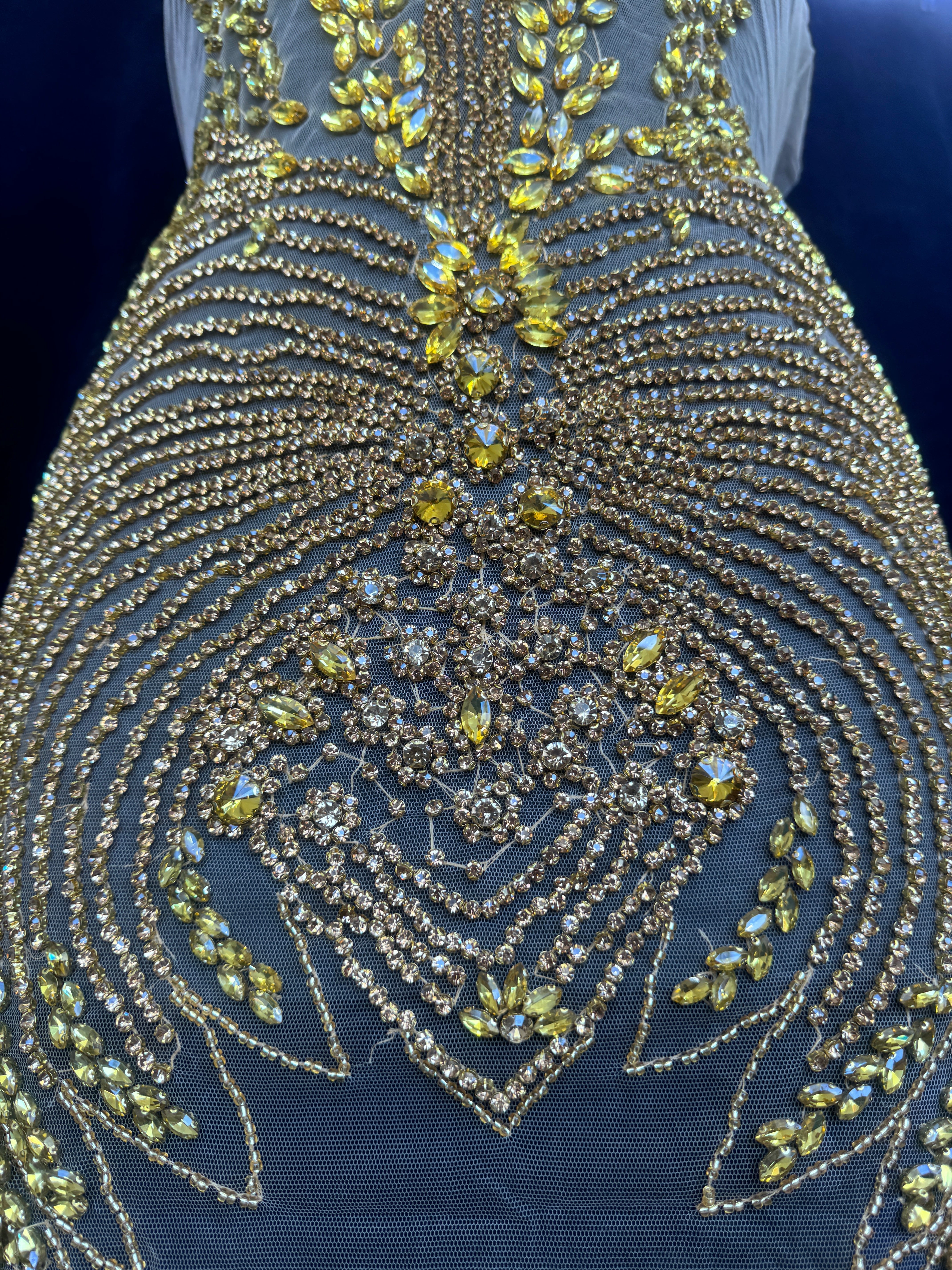 Daisy Gold Rhinestone Bodice Appliqué, Shop Fabrics Online, Sewing, Fabric Store, Sewing Store, Cheap Fabric Store, Kiki Textiles, Textile by the Yard