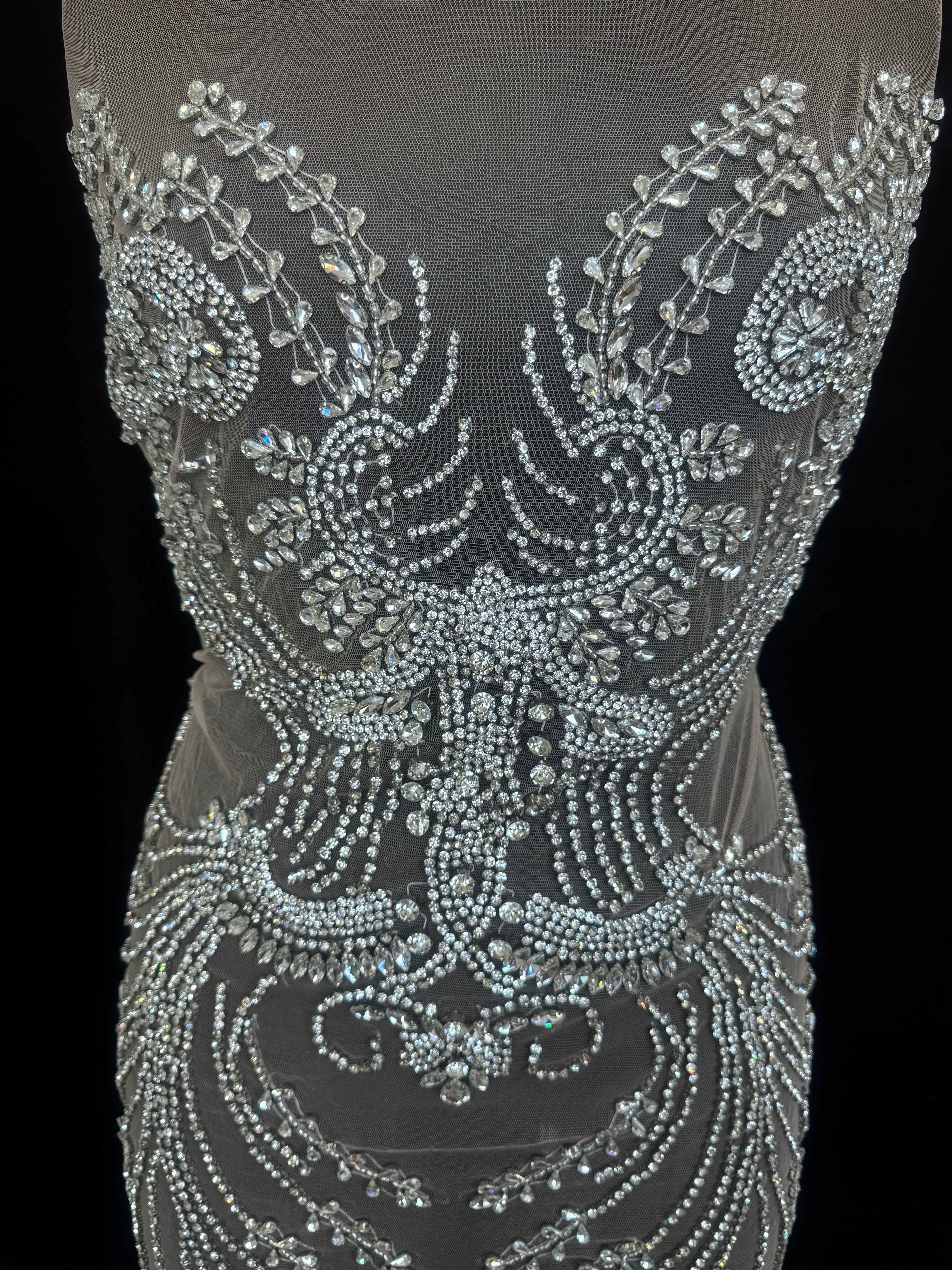 Laura Silver Rhinestone Bodice Appliqué, Shop Fabrics Online, Sewing, Fabric Store, Sewing Store, Cheap Fabric Store, Kiki Textiles, Textile by the Yard