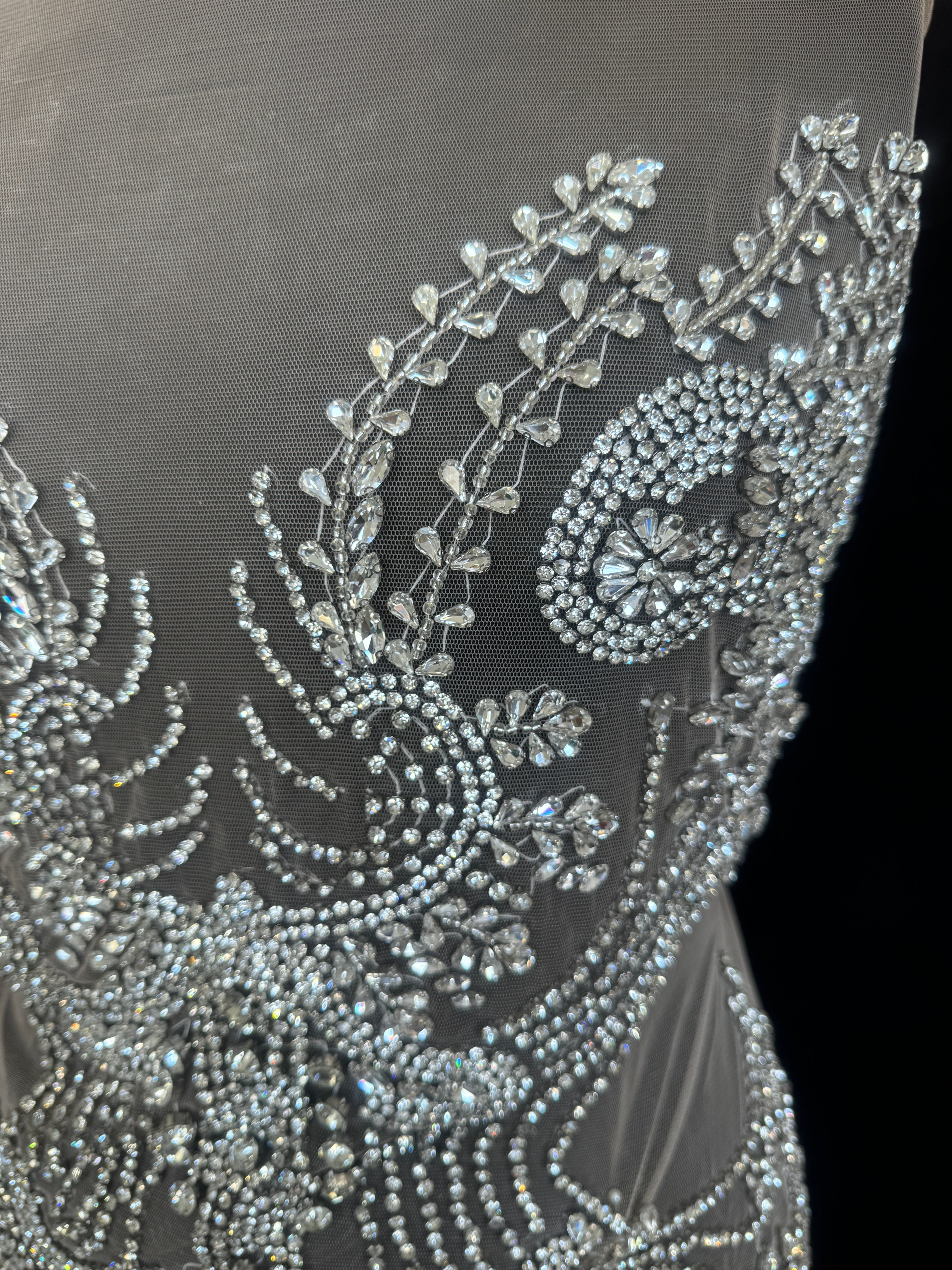Laura Silver Rhinestone Bodice Appliqué, Shop Fabrics Online, Sewing, Fabric Store, Sewing Store, Cheap Fabric Store, Kiki Textiles, Textile by the Yard
