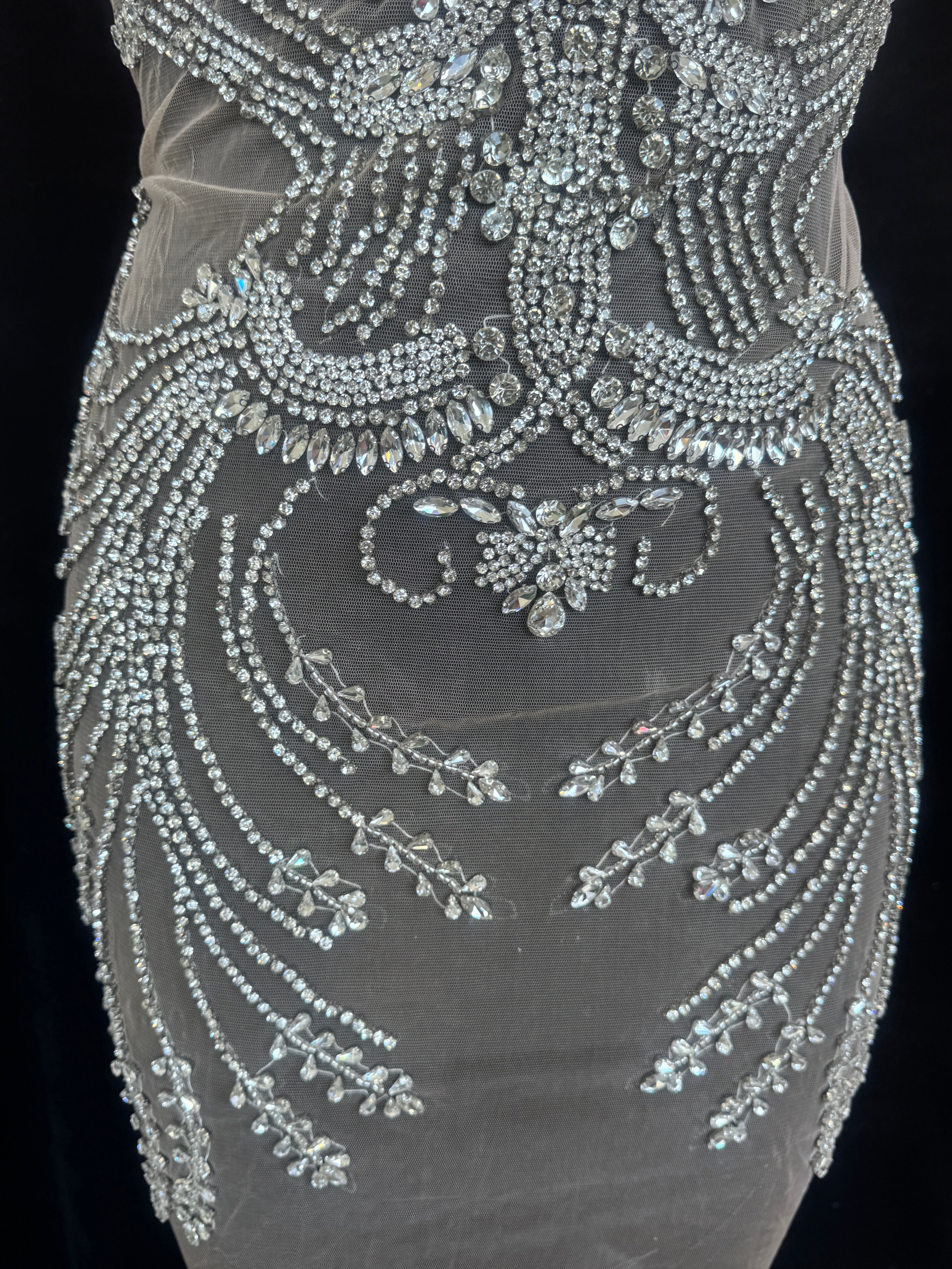 Laura Silver Rhinestone Bodice Appliqué, Shop Fabrics Online, Sewing, Fabric Store, Sewing Store, Cheap Fabric Store, Kiki Textiles, Textile by the Yard