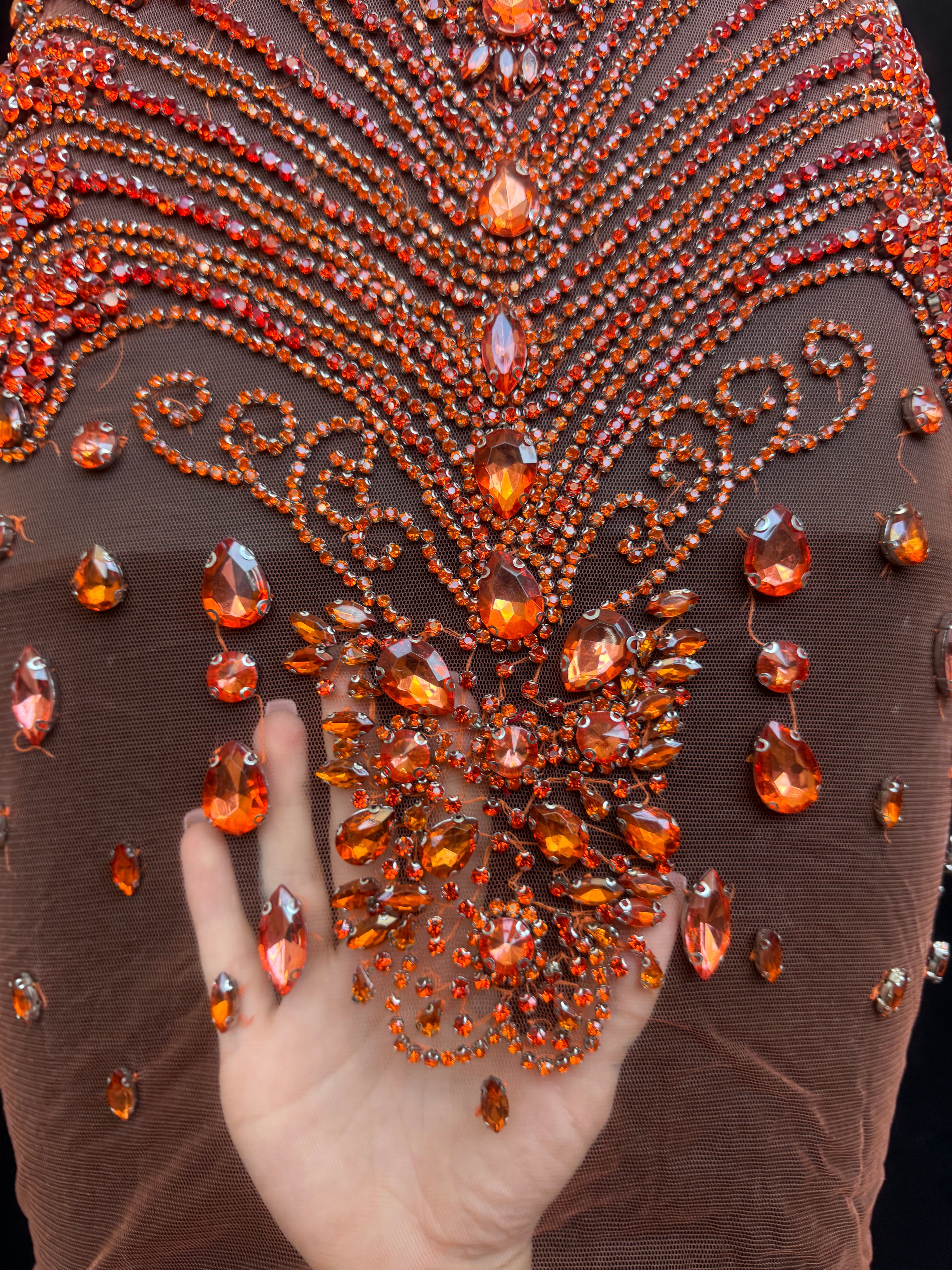 Eli Orange Rhinestone Bodice Appliqué, Shop Fabrics Online, Sewing, Fabric Store, Sewing Store, Cheap Fabric Store, Kiki Textiles, Textile by the Yard