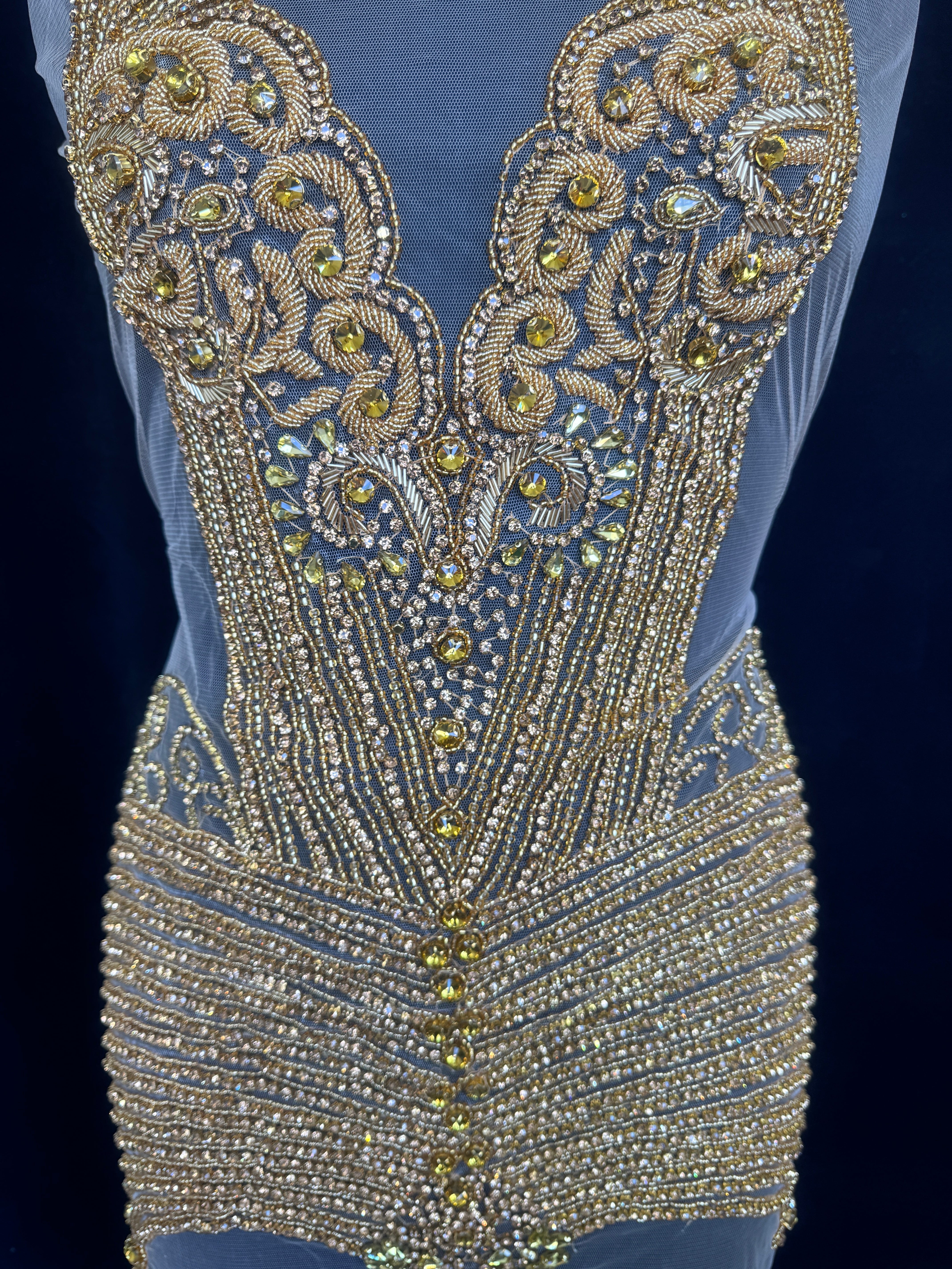 Lucy Gold Rhinestone Bodice Appliqué, Shop Fabrics Online, Sewing, Fabric Store, Sewing Store, Cheap Fabric Store, Kiki Textiles, Textile by the Yard