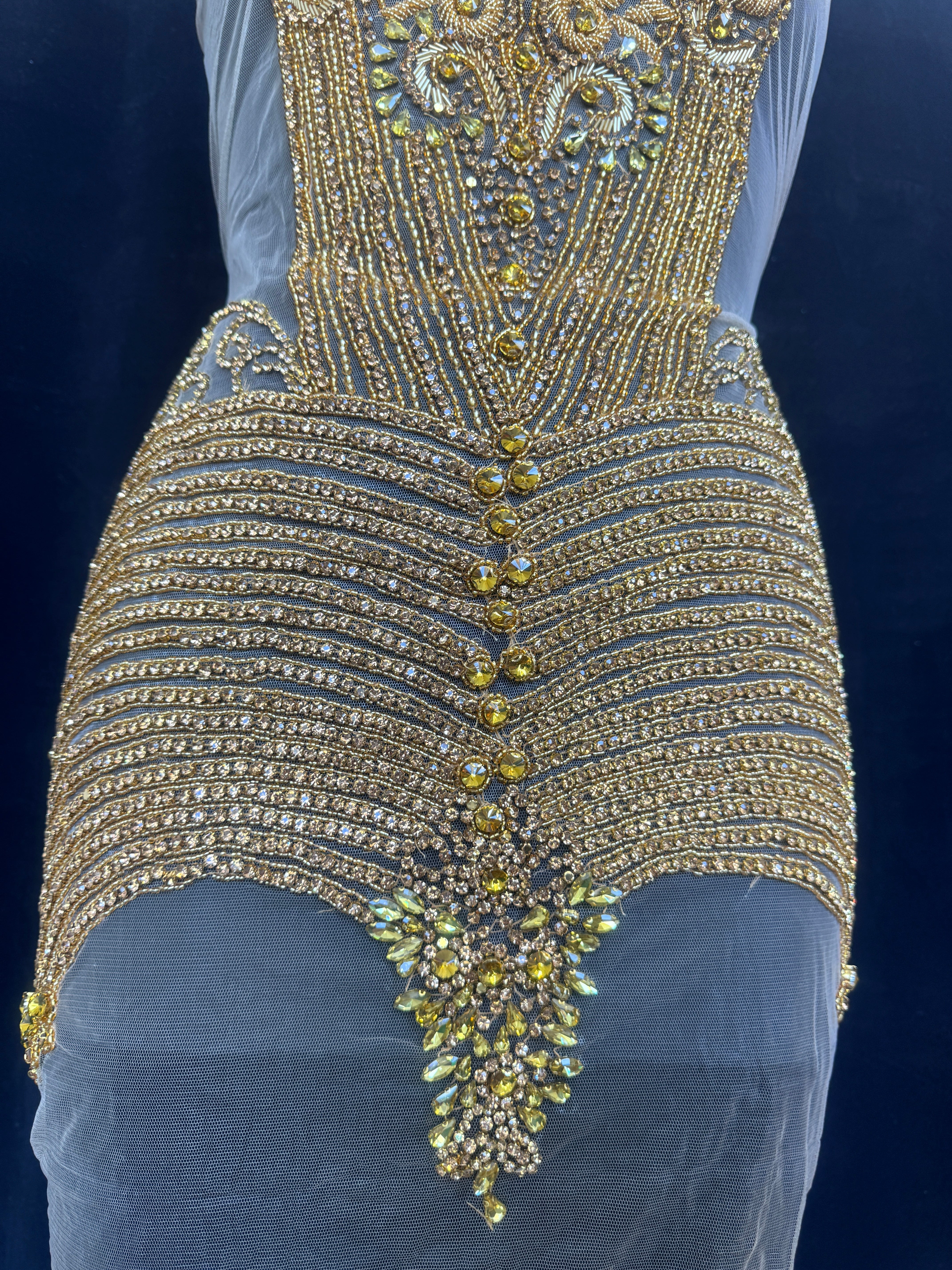 Lucy Gold Rhinestone Bodice Appliqué, Shop Fabrics Online, Sewing, Fabric Store, Sewing Store, Cheap Fabric Store, Kiki Textiles, Textile by the Yard