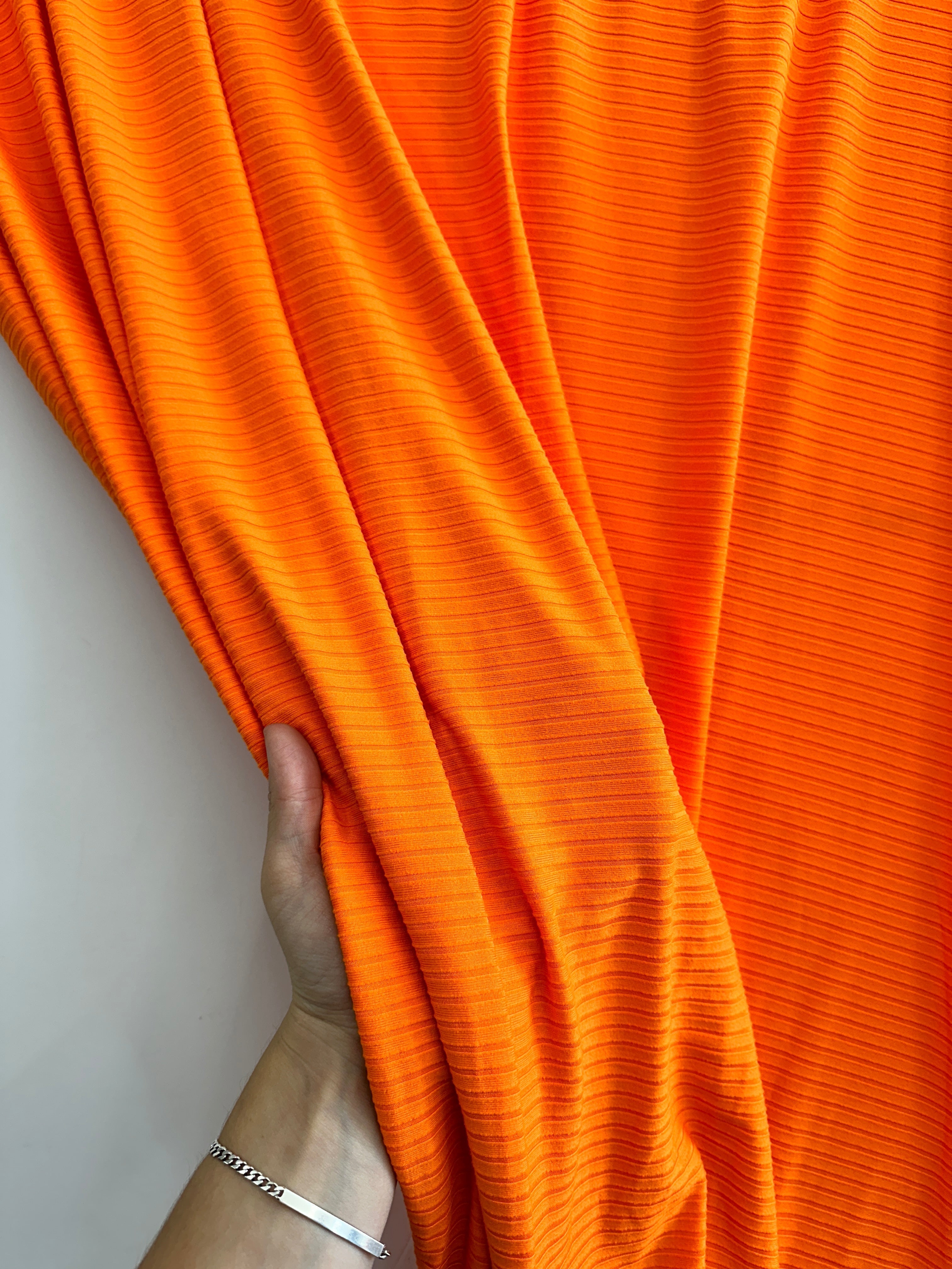 Orange Rib Knit, Textured Fabric, Rib Knit for woman, premium Rib Knit, knit in low price, knit on sale, knit on discount, knit for dresses