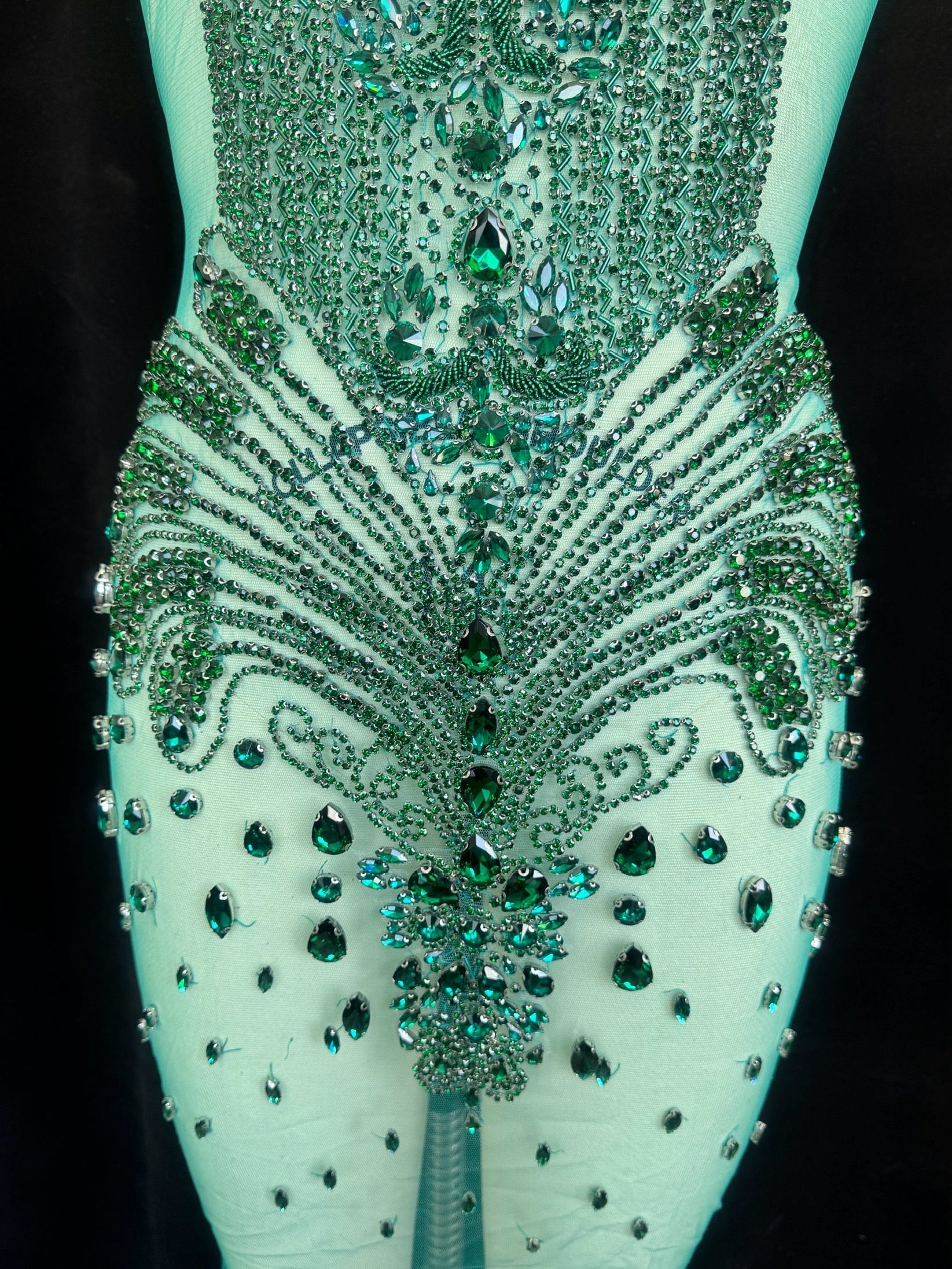 Tina Emerald Green Rhinestone Bodice Applique, Shop Fabrics Online, Sewing, Fabric Store, Sewing Store, Cheap Fabric Store, Kiki Textiles, Textile by the Yard