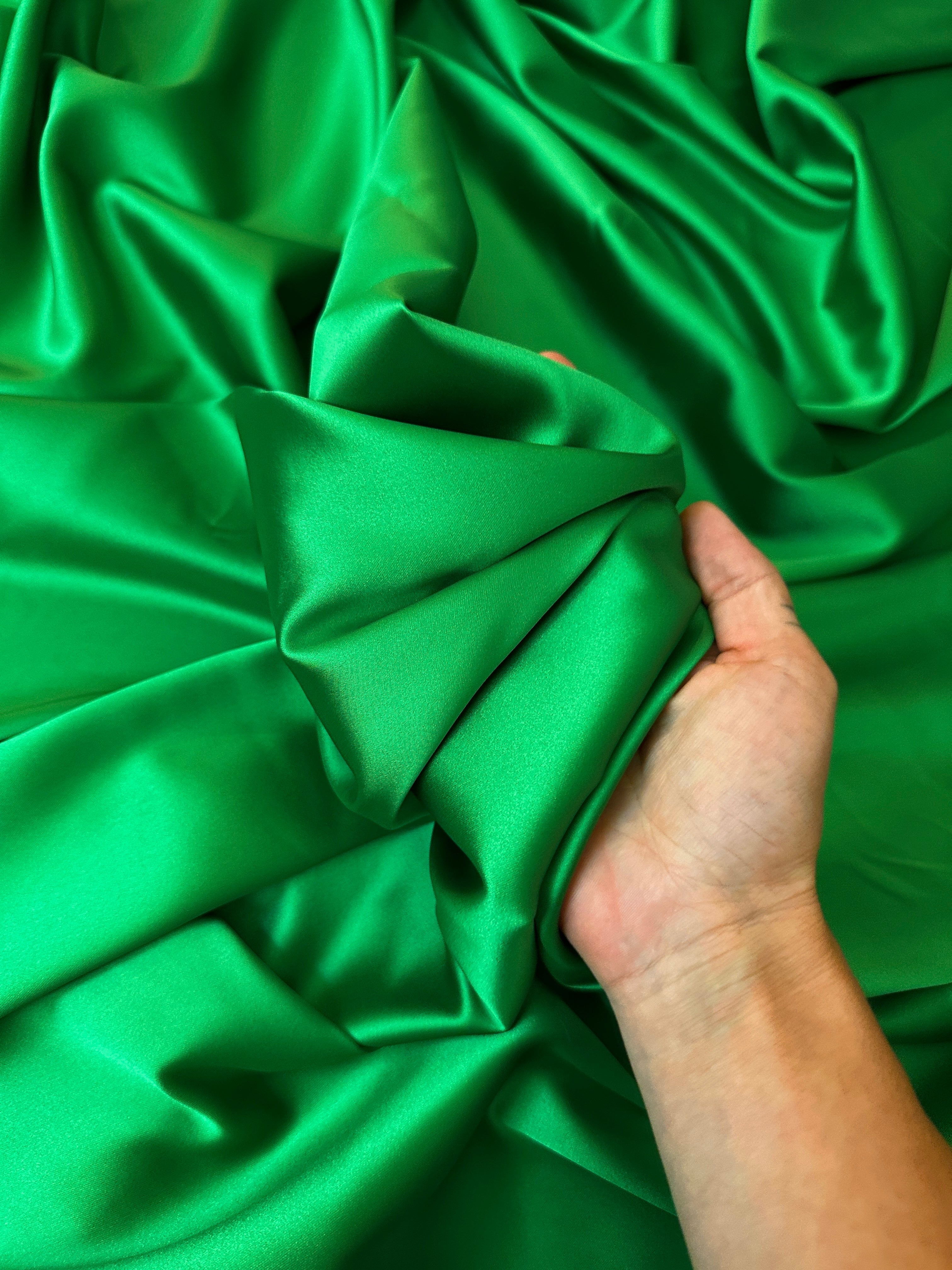 emerald stretch crepe back satin, green stretch crepe back satin, dark green stretch crepe back satin, premium stretch crepe back satin, satin for bride, satin for woman, satin in low price, cheap satin, satin on sale